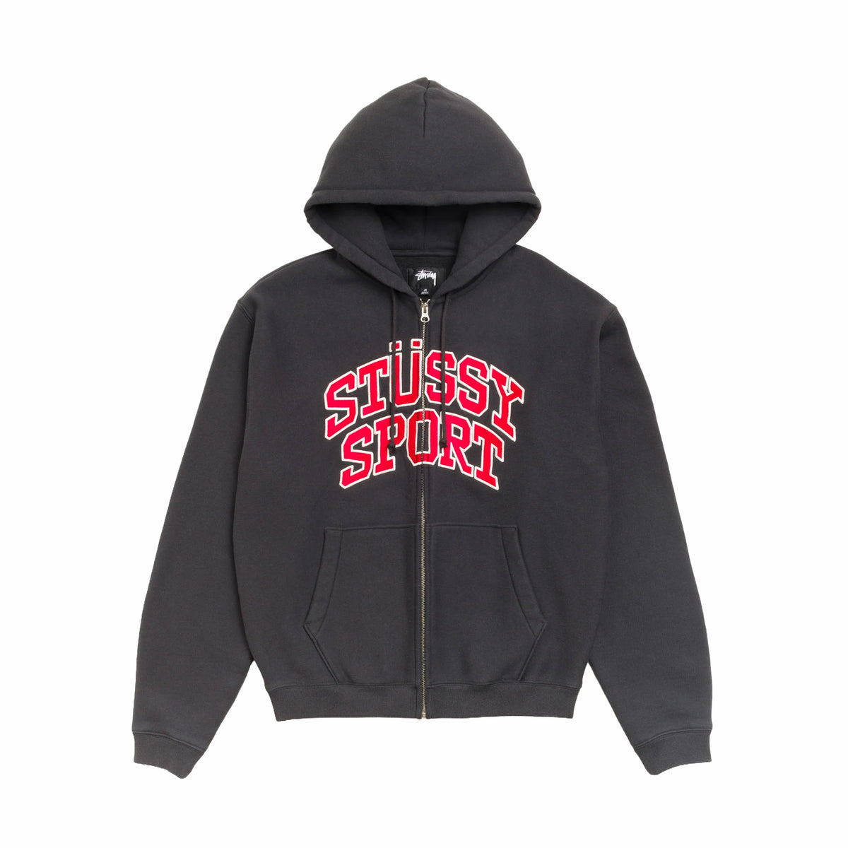 Stussy Sport Zip Hoodie (Washed Black)