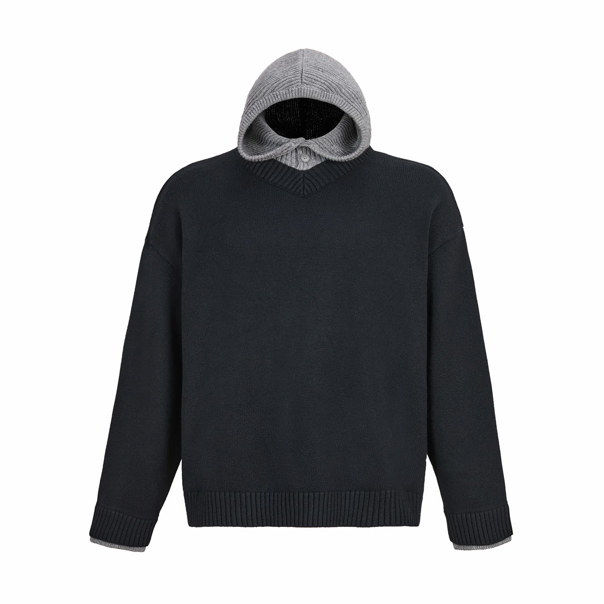 Found Layer V Neck Knit Sweater (Black/Grey) - August Shop