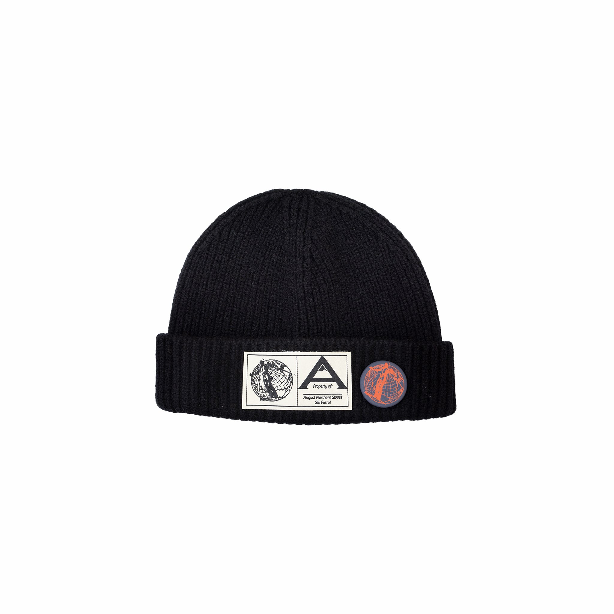 August "Ski the Midwest" Merino Wool Short Fisherman Beanie (Black) - August Shop