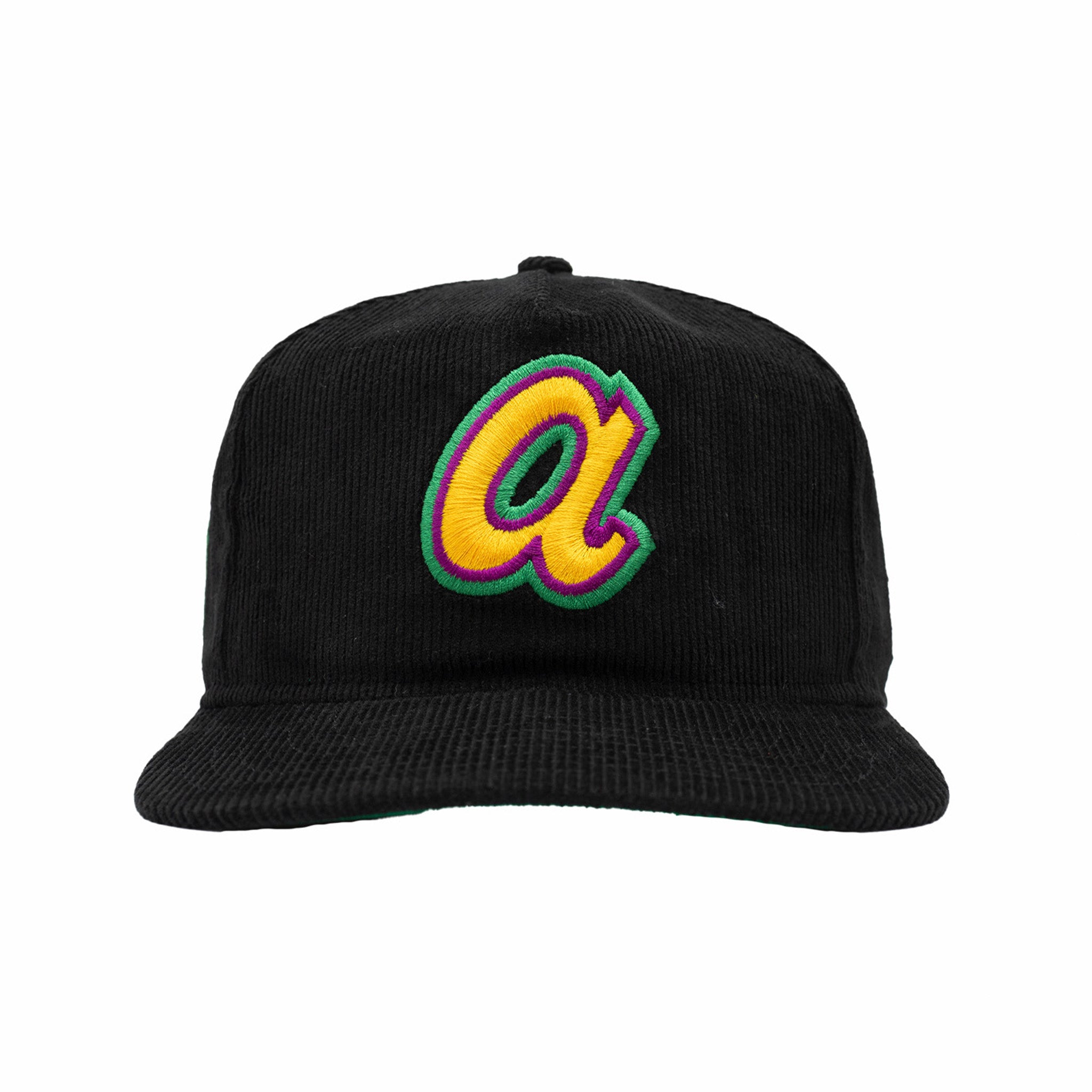 New Era x August - Atlanta Braves Corduroy 5 Panel Snapback Cap (Black/Merit Gold) - August Shop