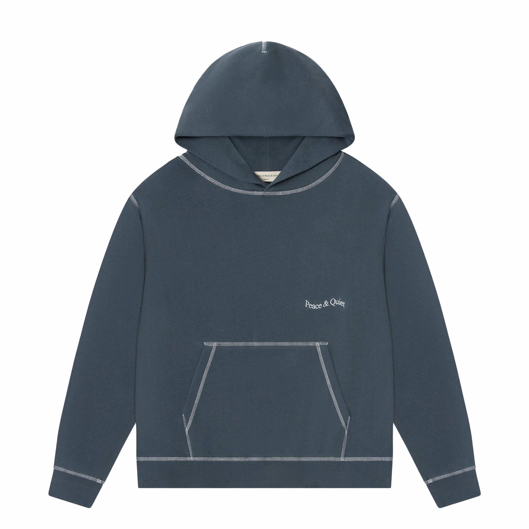 Museum Of Peace &amp; Quiet Wordmark Reversed Stitch Hoodie (Slate) - August Shop
