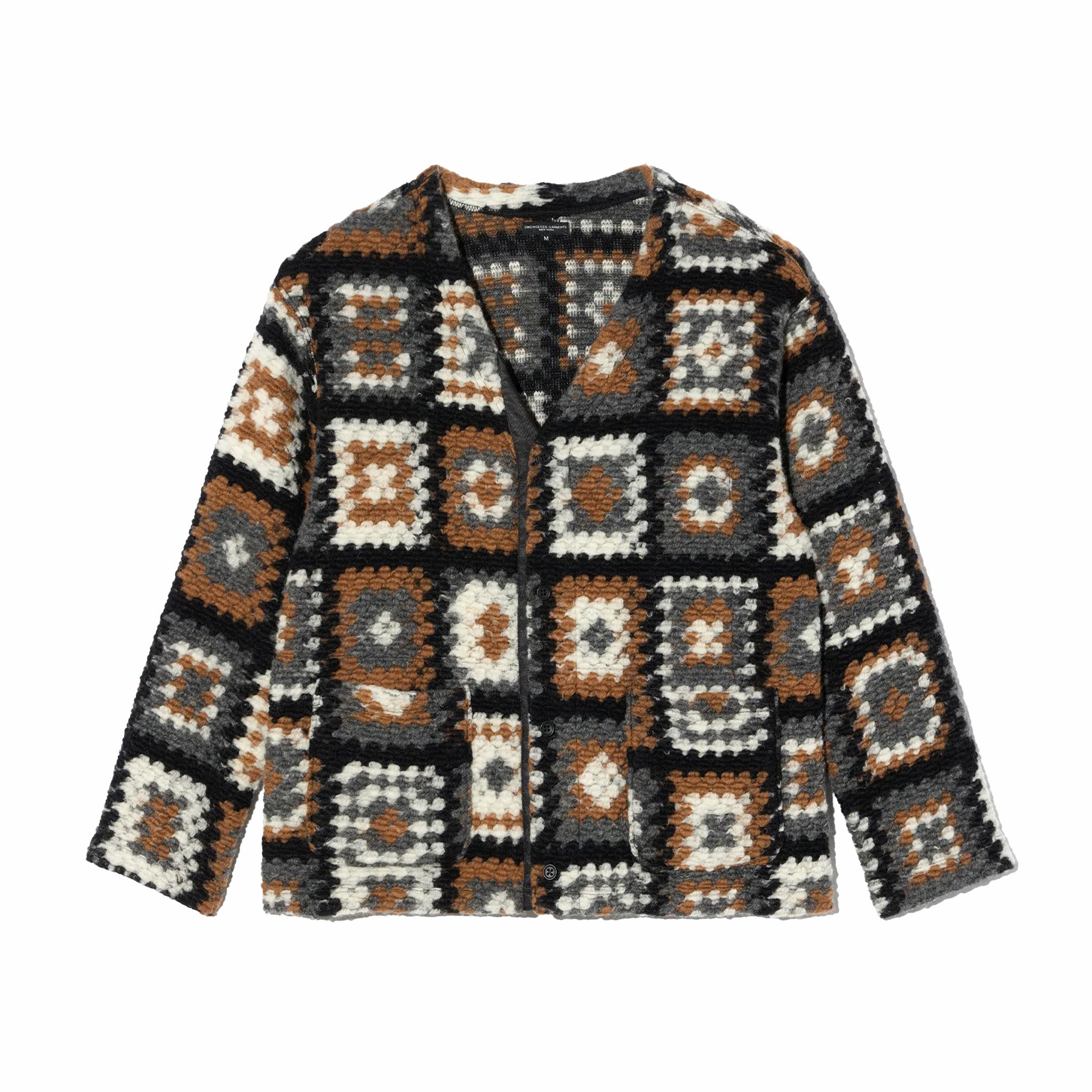 Engineered Garments Knit Cardigan - Wool Poly Chenille (White/Black)