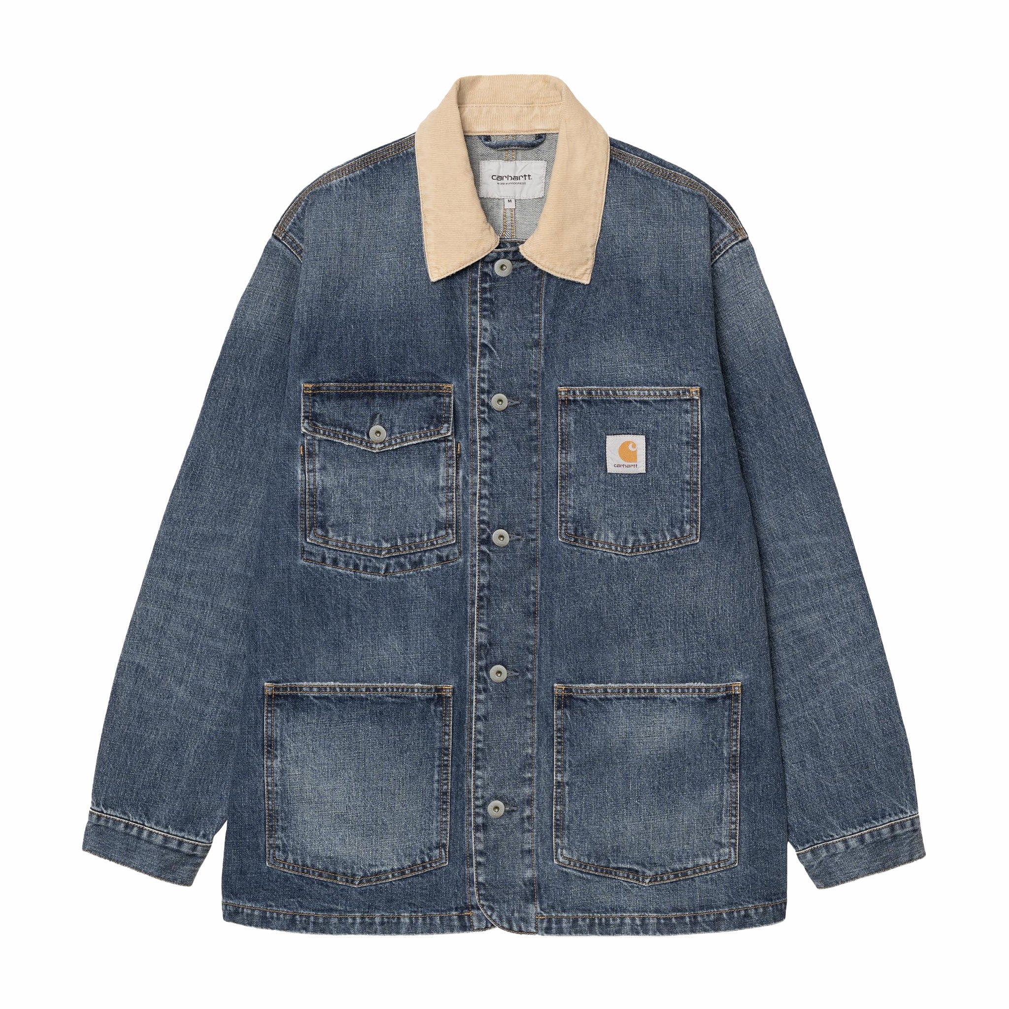 Carhartt WIP Warren Chore Coat - Dark Used Wash (Blue/Dusty Hamilton Brown) - August Shop