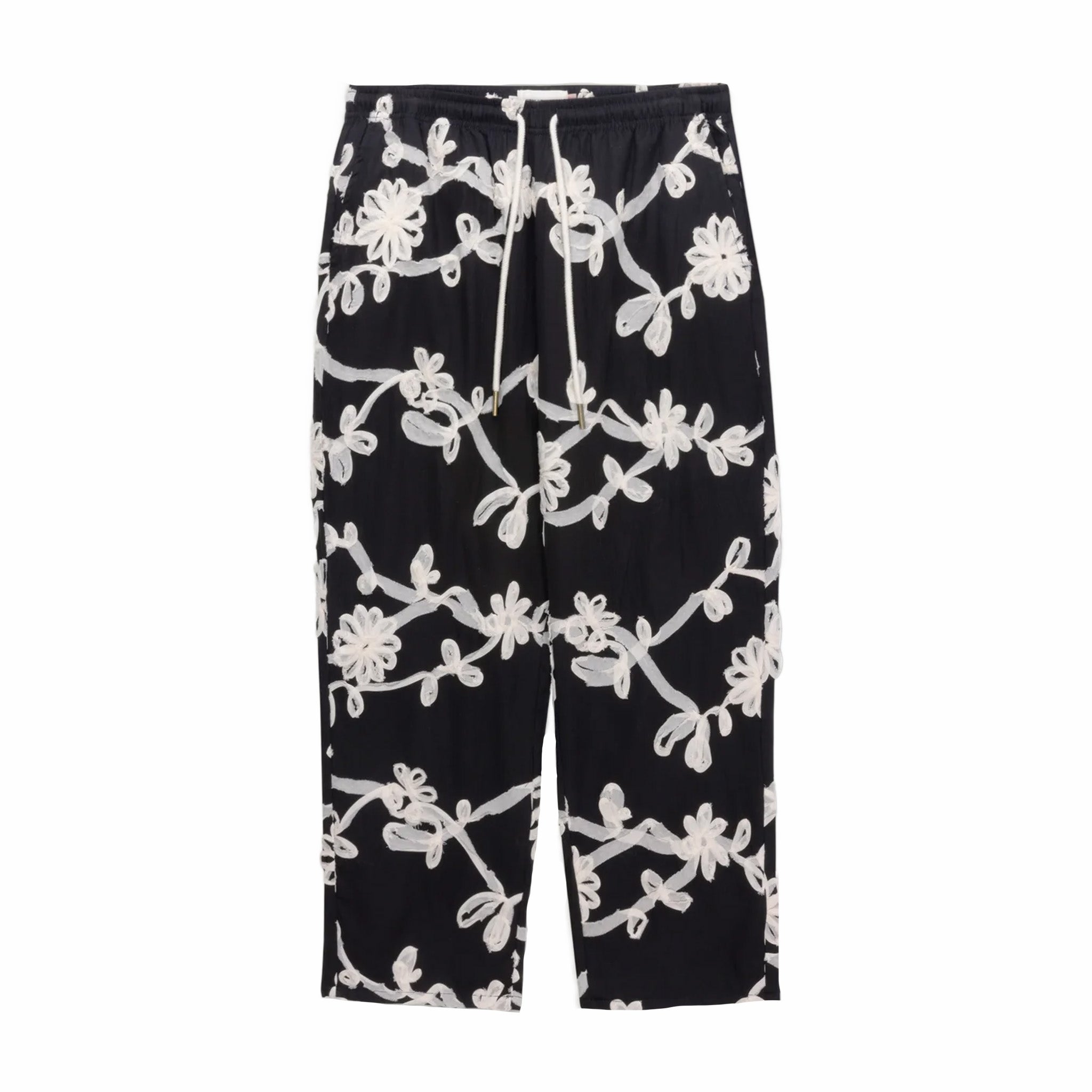 Honor The Gift Floral Ribbon Ankle Pant (Black/White) - August Shop