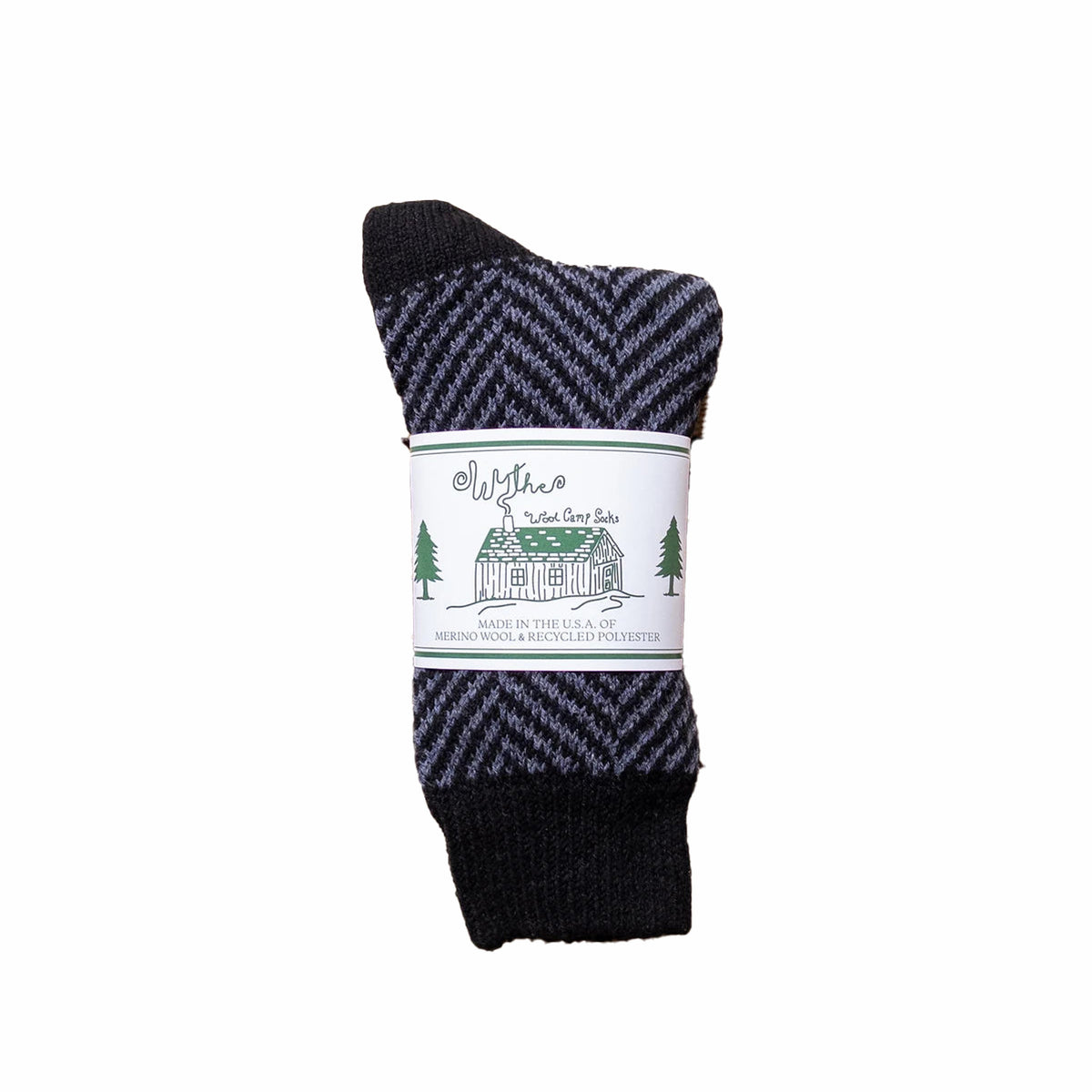 Wythe Recycled Wool Herringbone Socks (Navy)