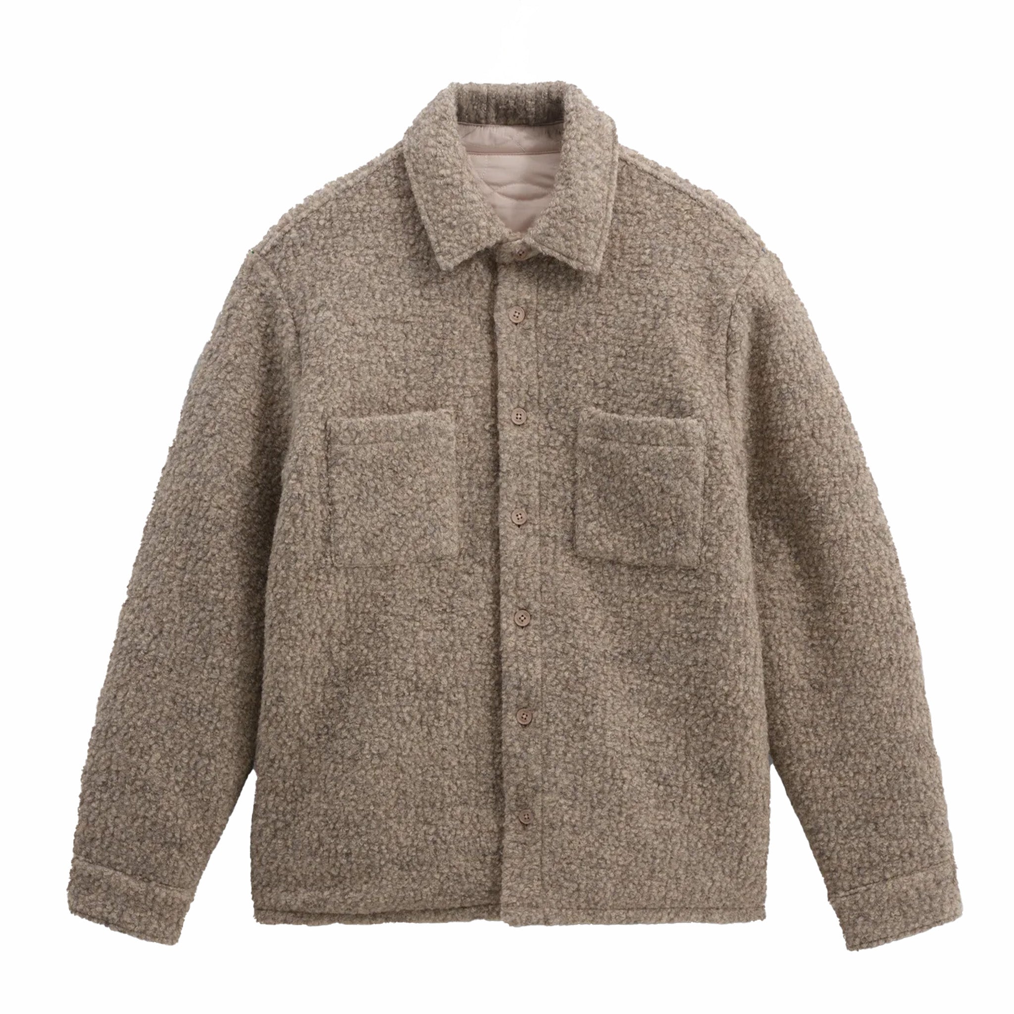 Wax London Mount Reversible Overshirt - Bobble Wool (Natural) - August Shop