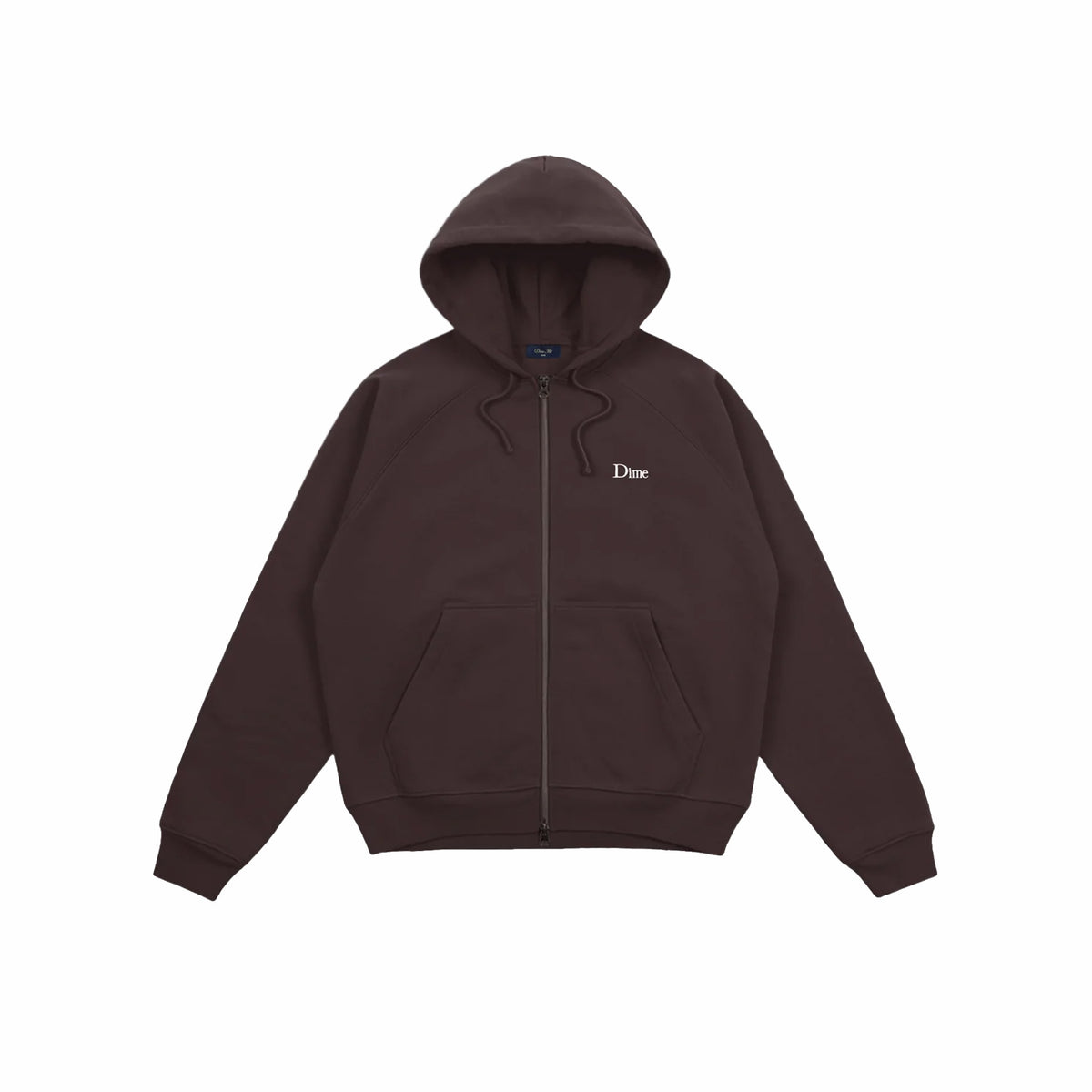 Dime Classic Small Logo Zip Hoodie (Dark Brown) - August Shop