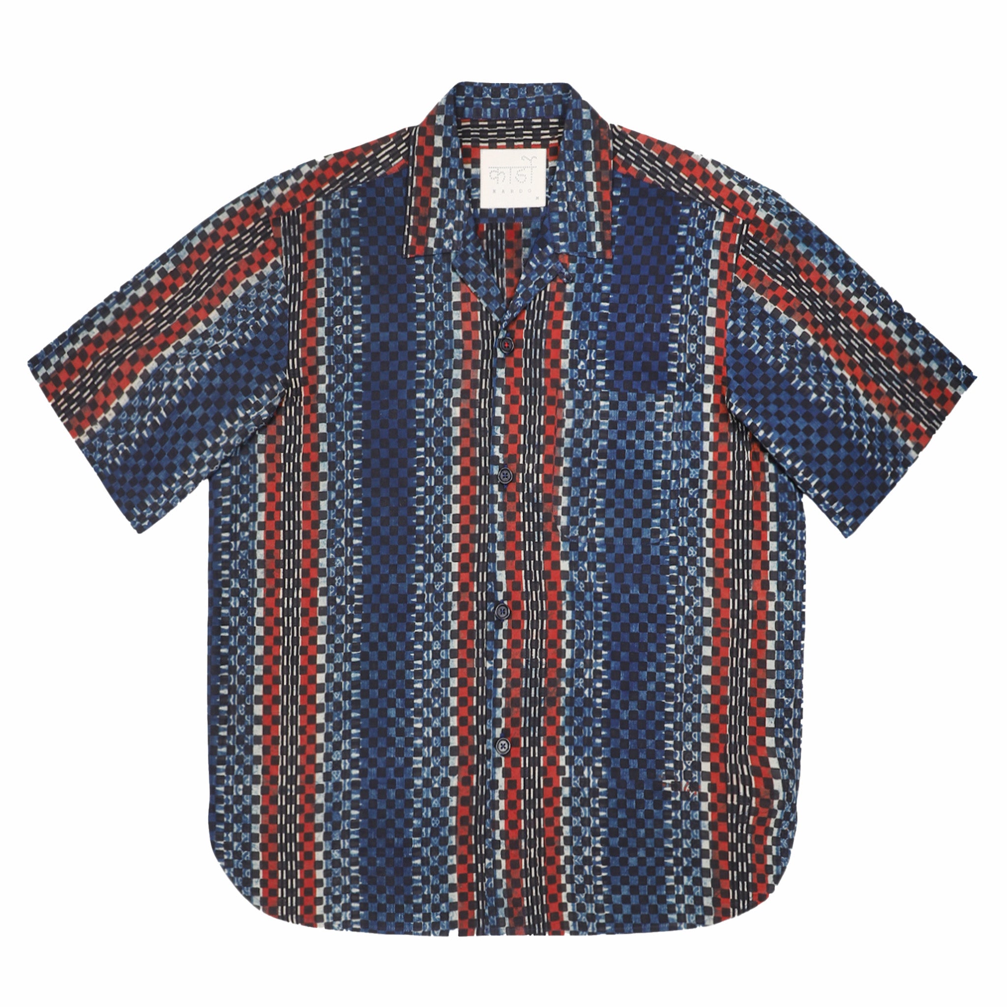 Kardo Ajrakh Rohit S/S Shirt (Blue/Red) - August Shop