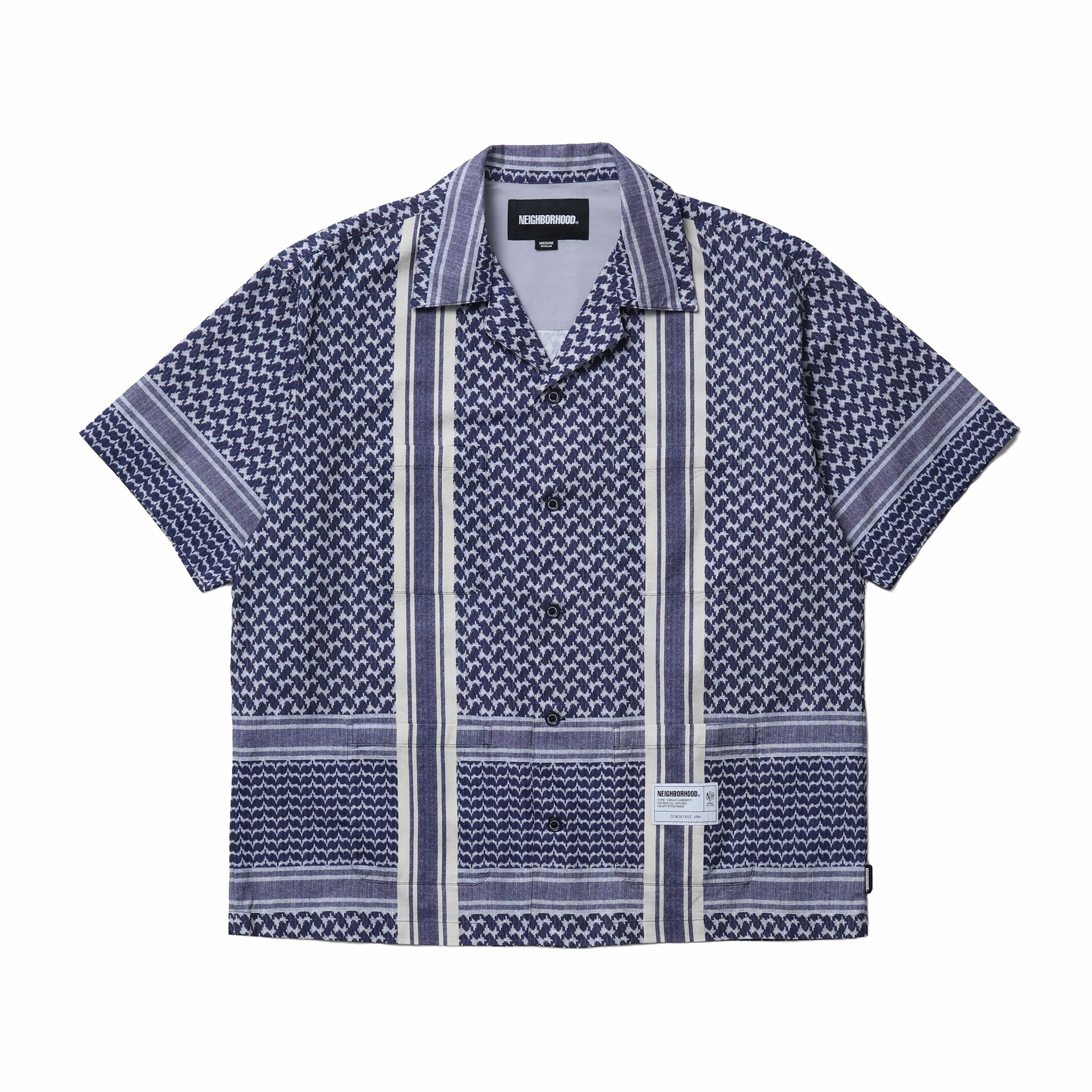 Neighborhood Shemagh Pattern SS Shirt (Navy)