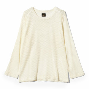 Needles L/S U-Neck Tee - PE/W Raschel Lace (White) - August Shop