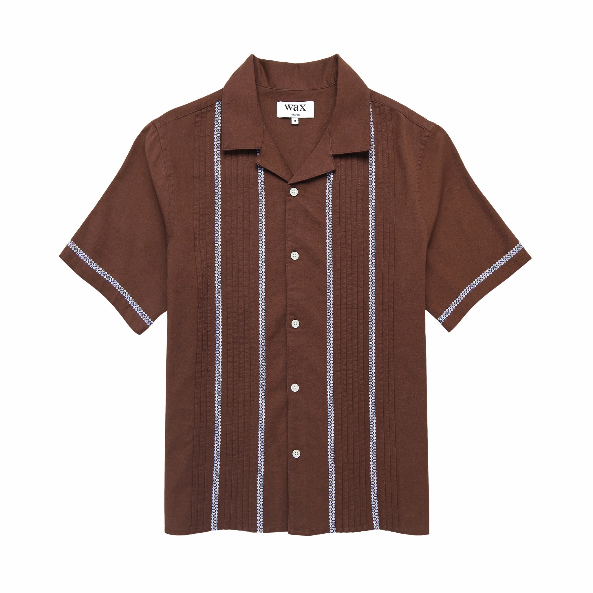 Wax London Didcot SS Shirt (Pintuck Brown/Blue)