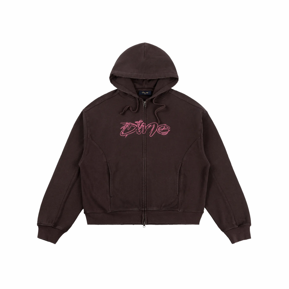 Dime Distressed Terry Zip Hoodie (Acid Brown)