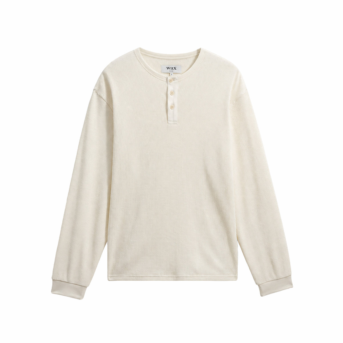 Wax London Caleb Henley L/S Tee - Waffle (Ecru)