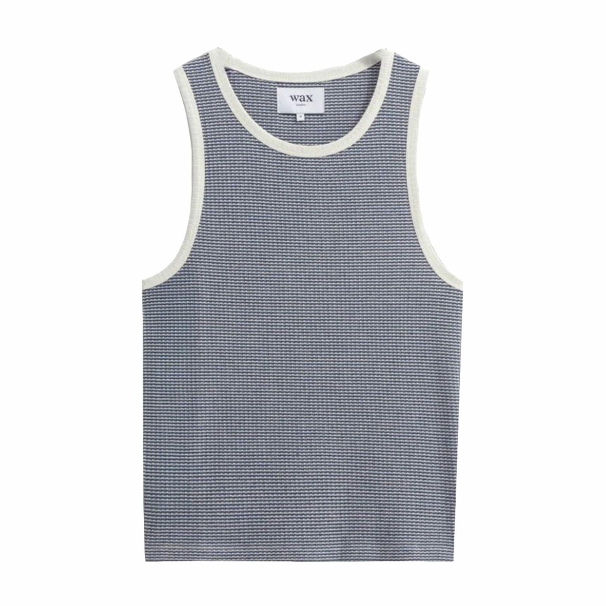 Wax London Montague Vest - Mini Stripe Rib (Blue/Ecru)