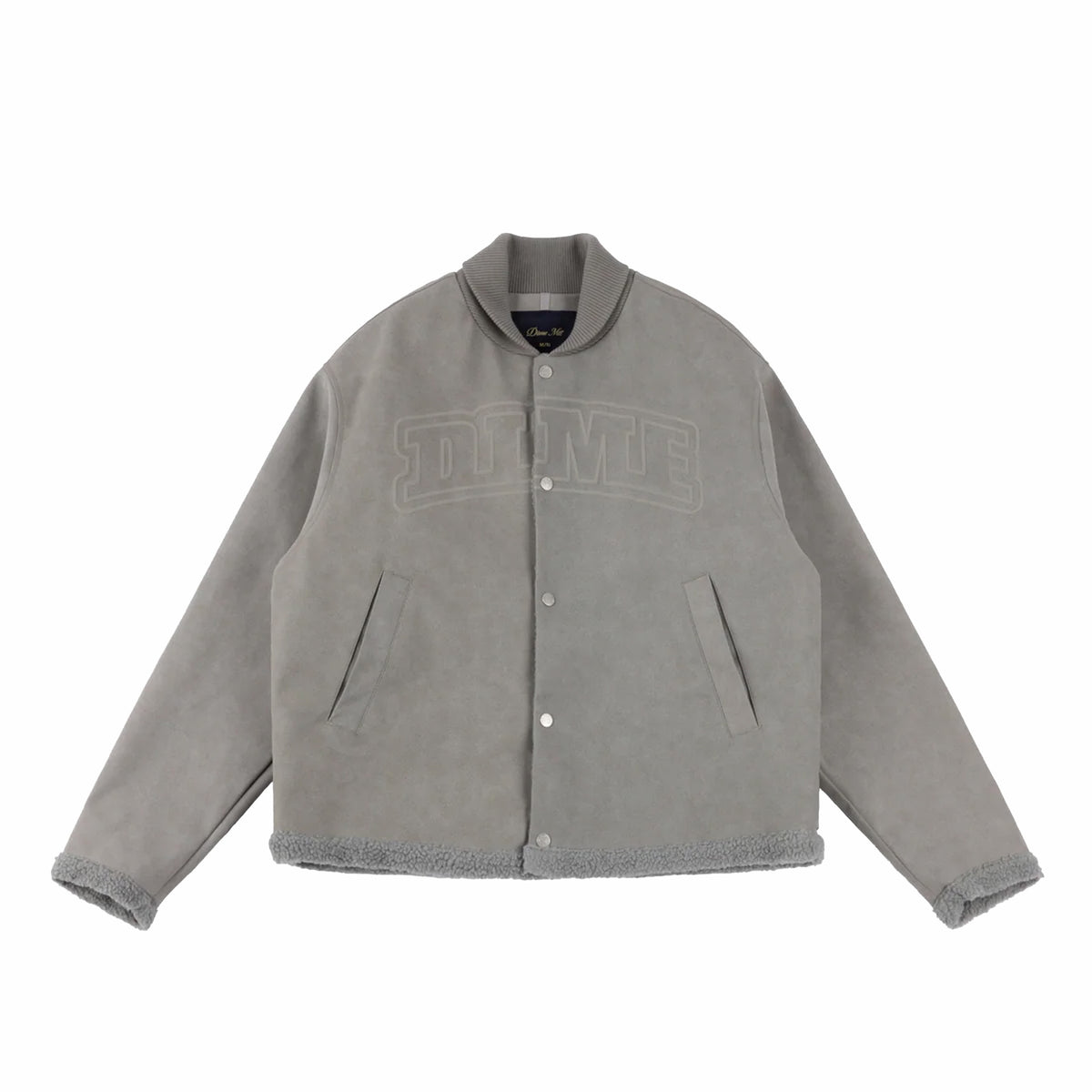 Dime Faux Suede Varsity Jacket (Gray)