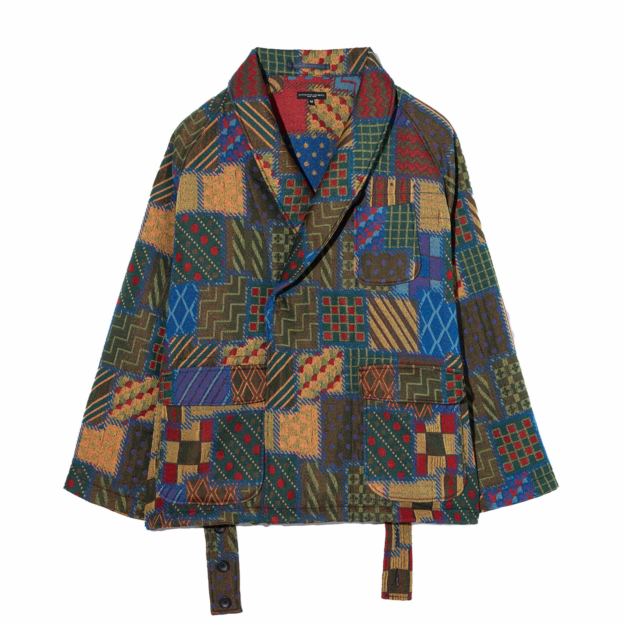 Engineered Garments Smoking Jacket - Multi Color Geometric PW Jq. (Multi) - August Shop