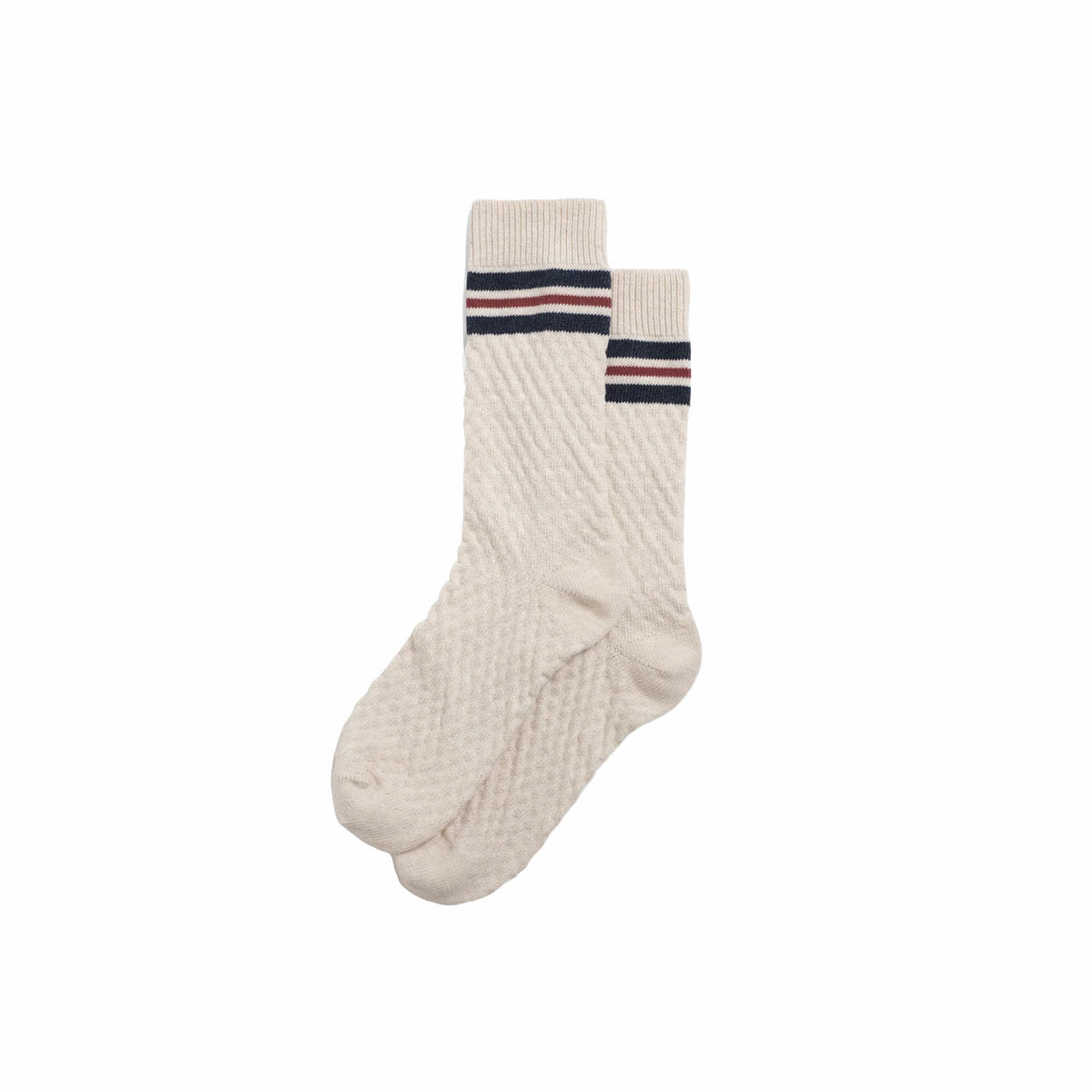 Wax London Sandwell Sock - Trio Stripe (Ecru Marl/Navy)
