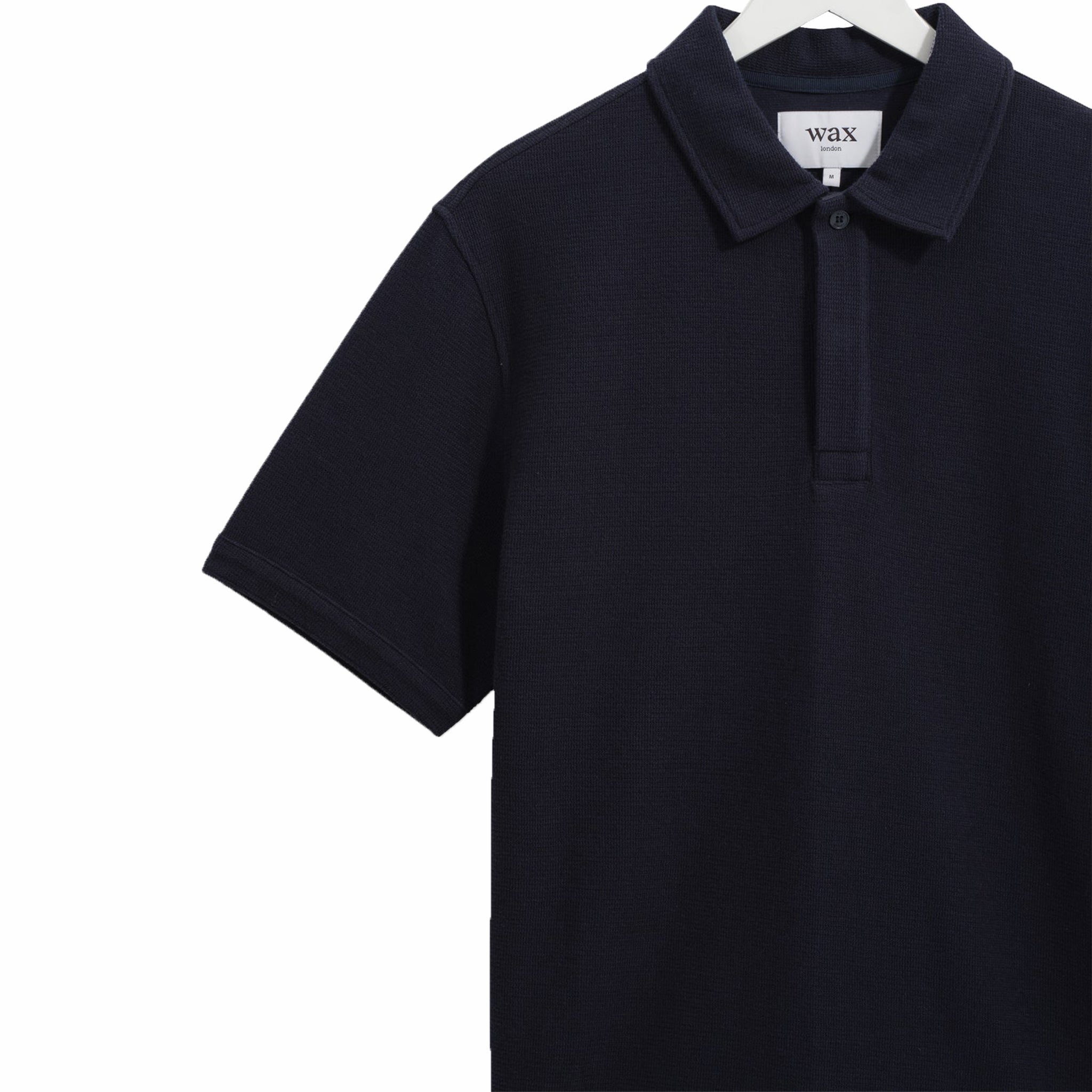 Wax London Shore SS Polo - Mini Texture (Navy) - August Shop