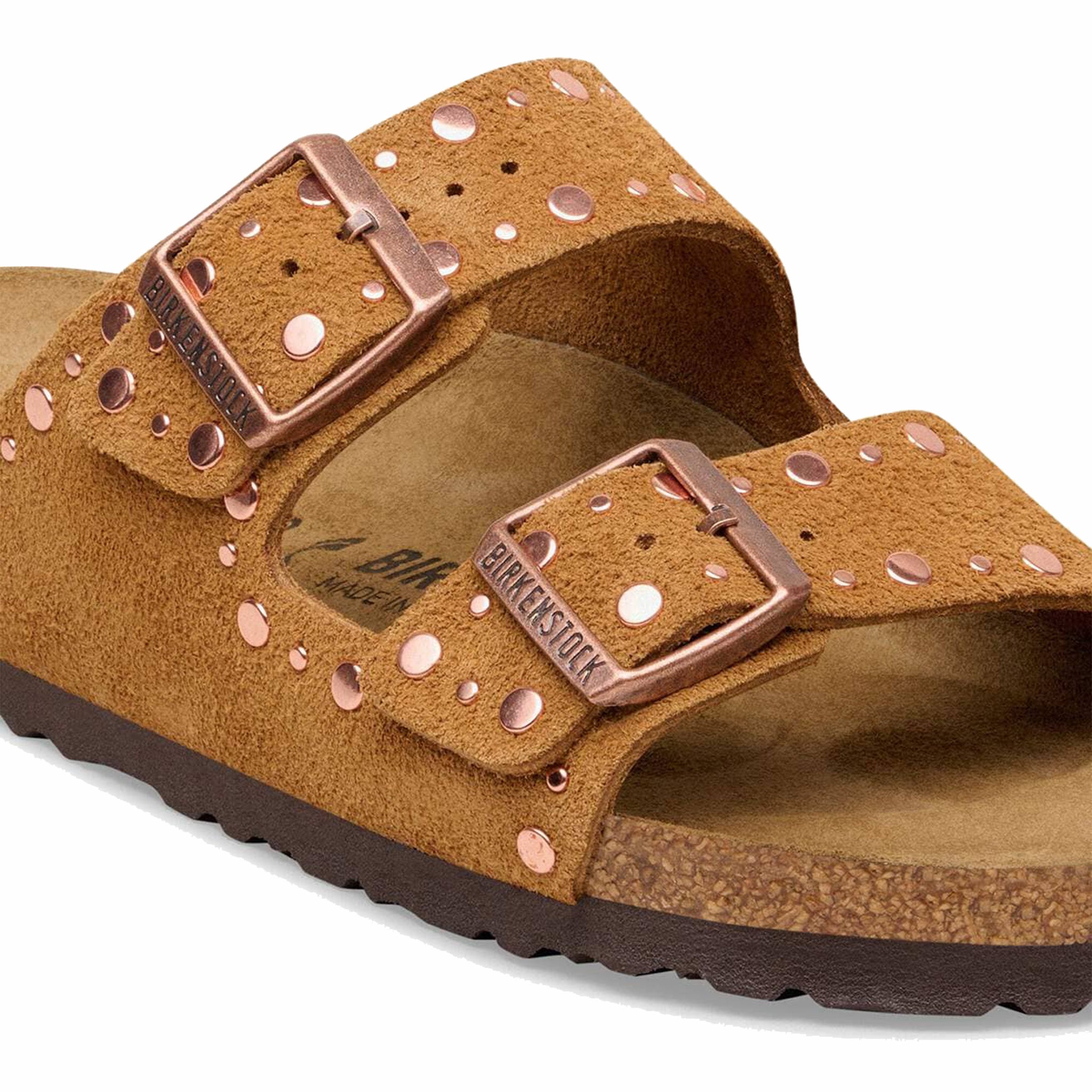 Birkenstock Women's Arizona Rivets Suede Leather - Narrow (Mink) - August Shop