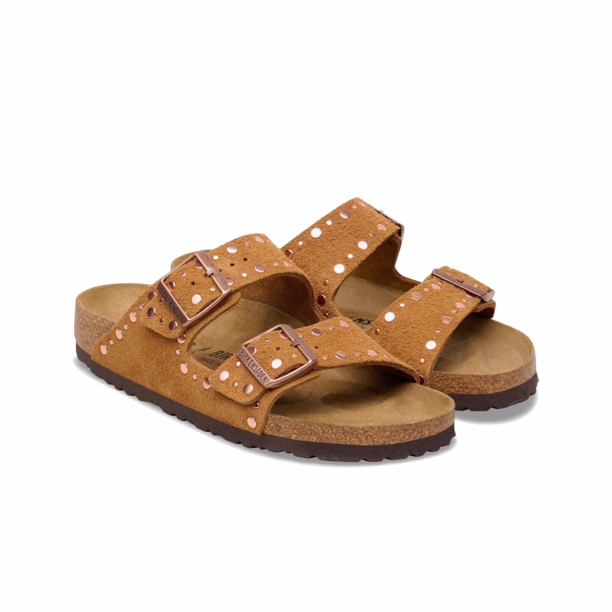 Birkenstock Women's Arizona Rivets Suede Leather - Narrow (Mink) - August Shop