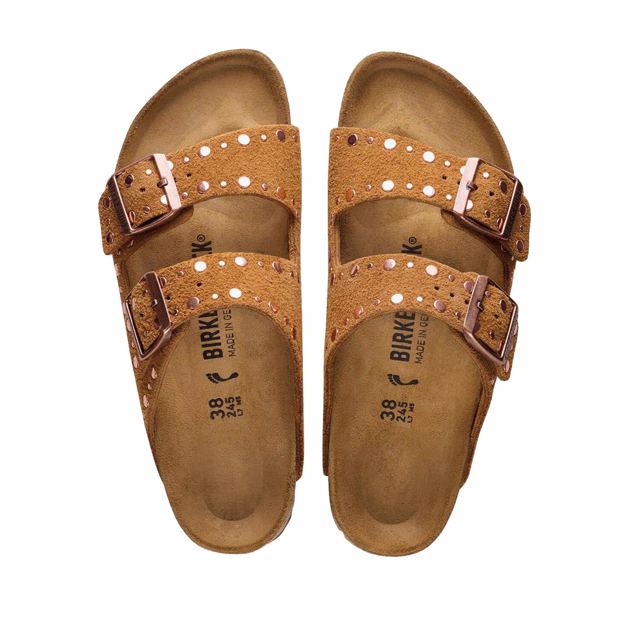Birkenstock Women's Arizona Rivets Suede Leather - Narrow (Mink) - August Shop