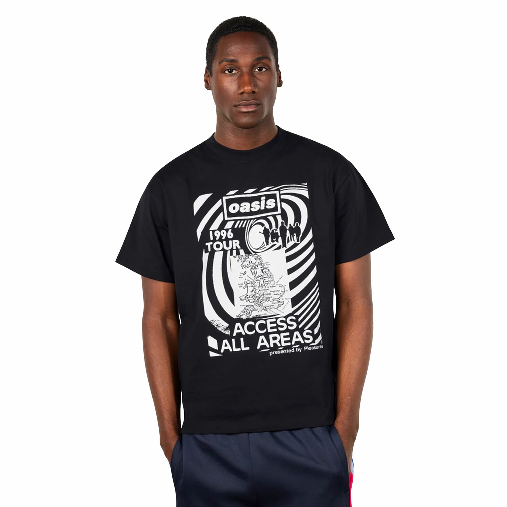 Pleasures x Oasis All Access T-Shirt (Black) - August Shop