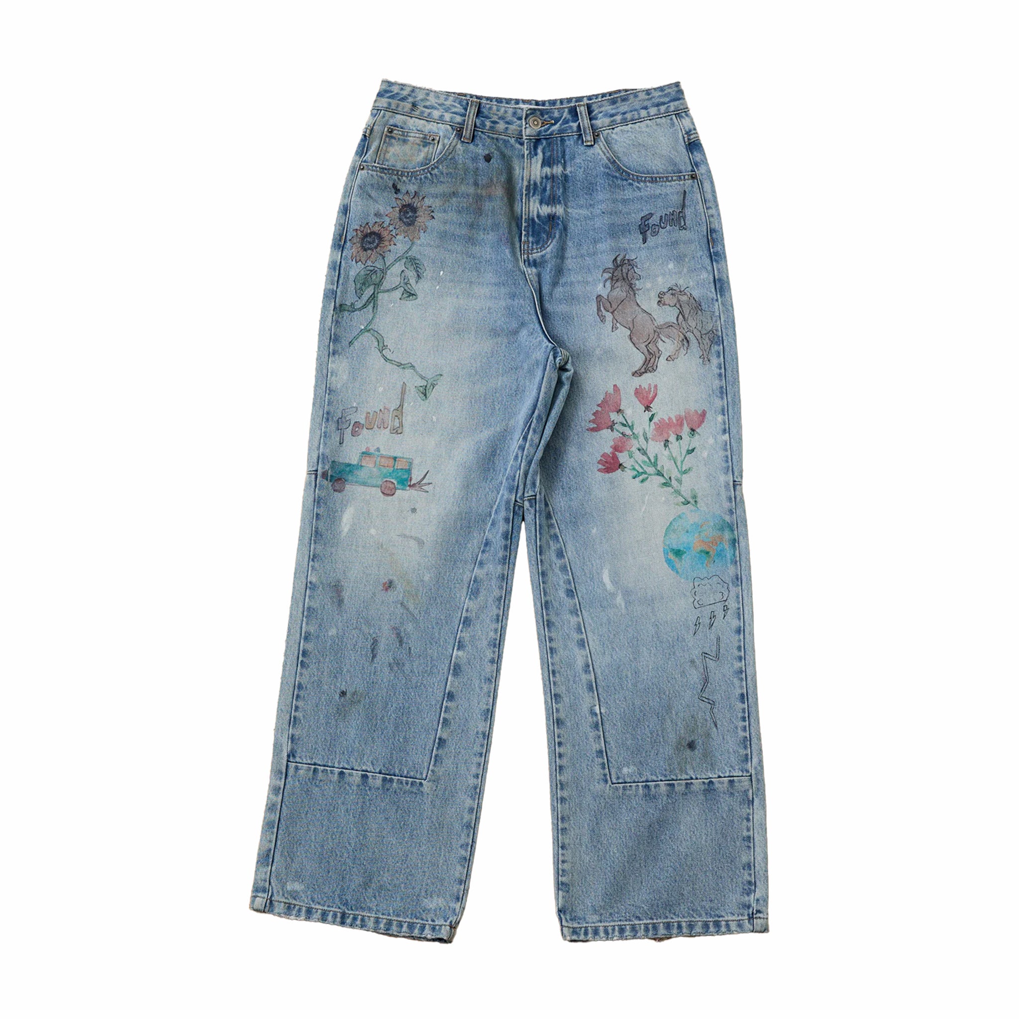 Found Hand Art Jeans (Light Vintage Blue) - August Shop