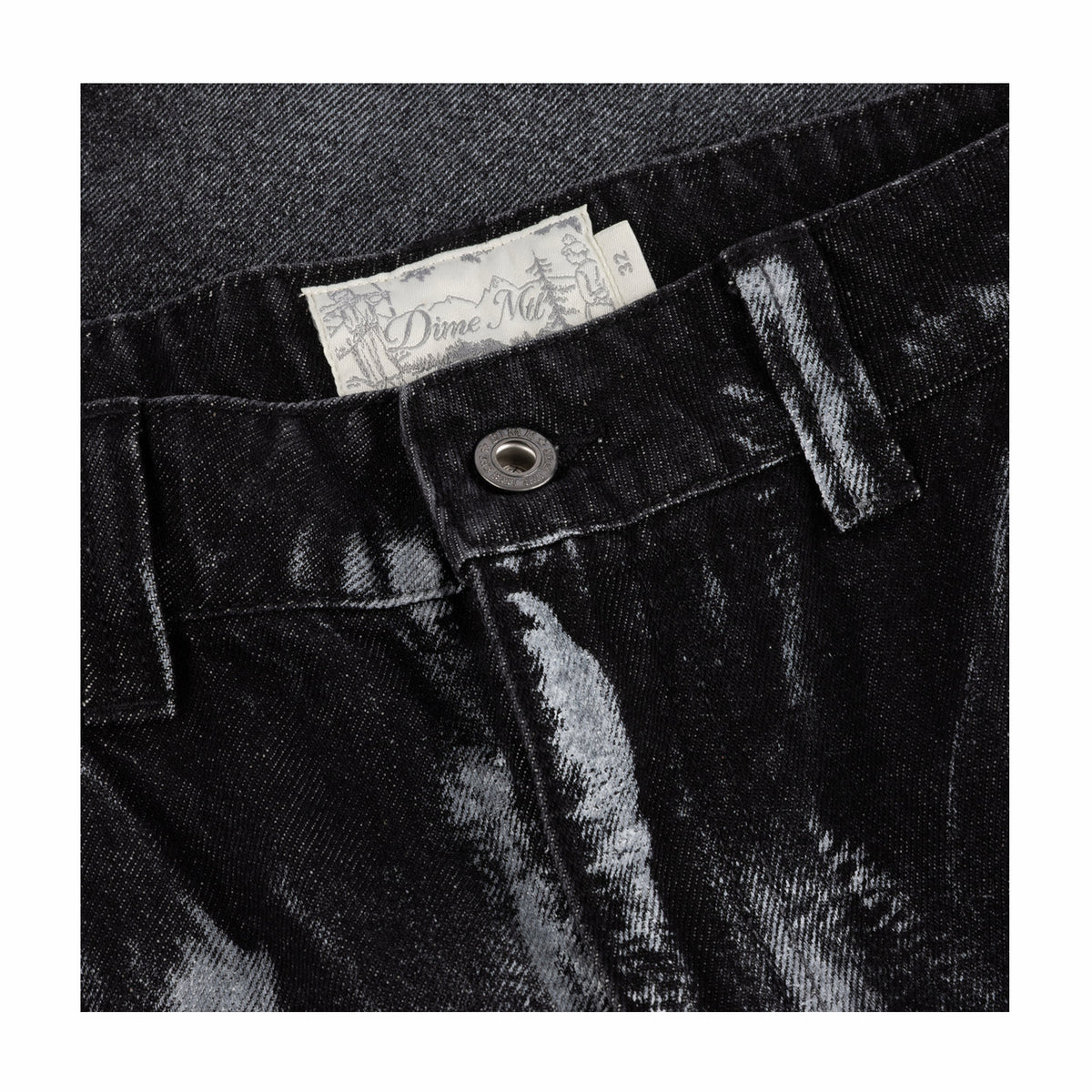 Dime Baggy Denim Pants (Black/White Paint)