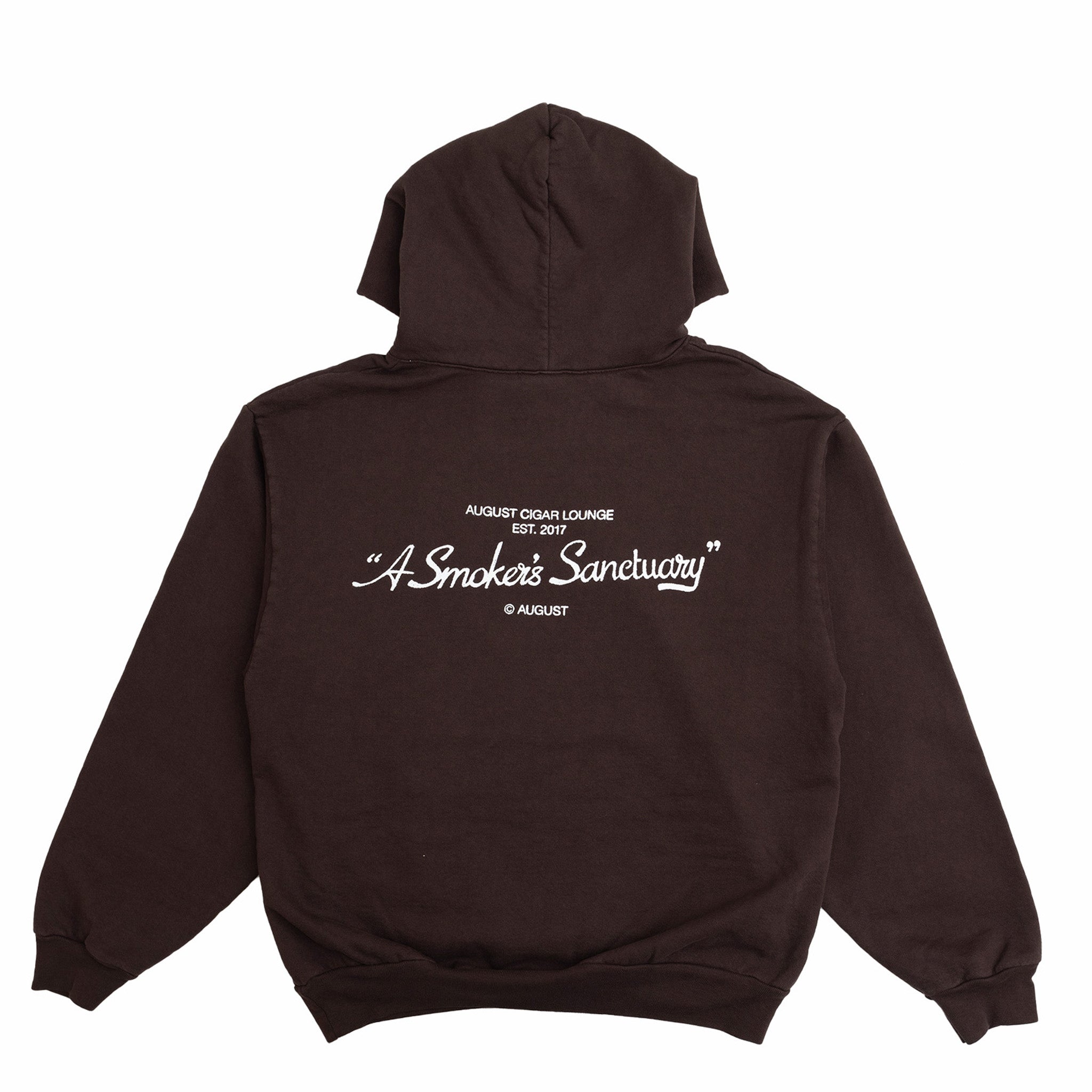 August "Cigar Lounge - A Smokers Sanctuary” 14oz Cotton Hoodie (Chocolate) - August Shop