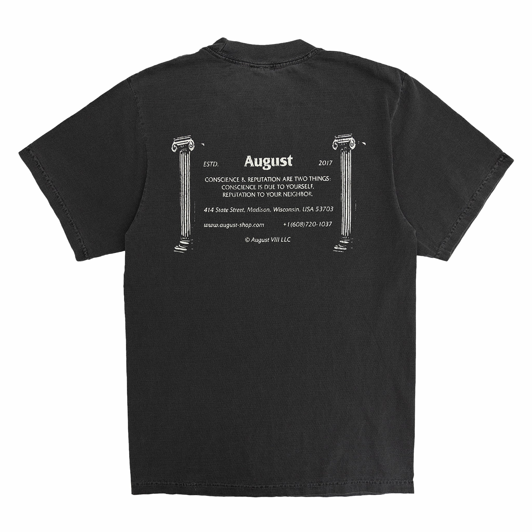August "Shop Tee" 7.5oz Heavyweight T-Shirt (Shadow) - August Shop