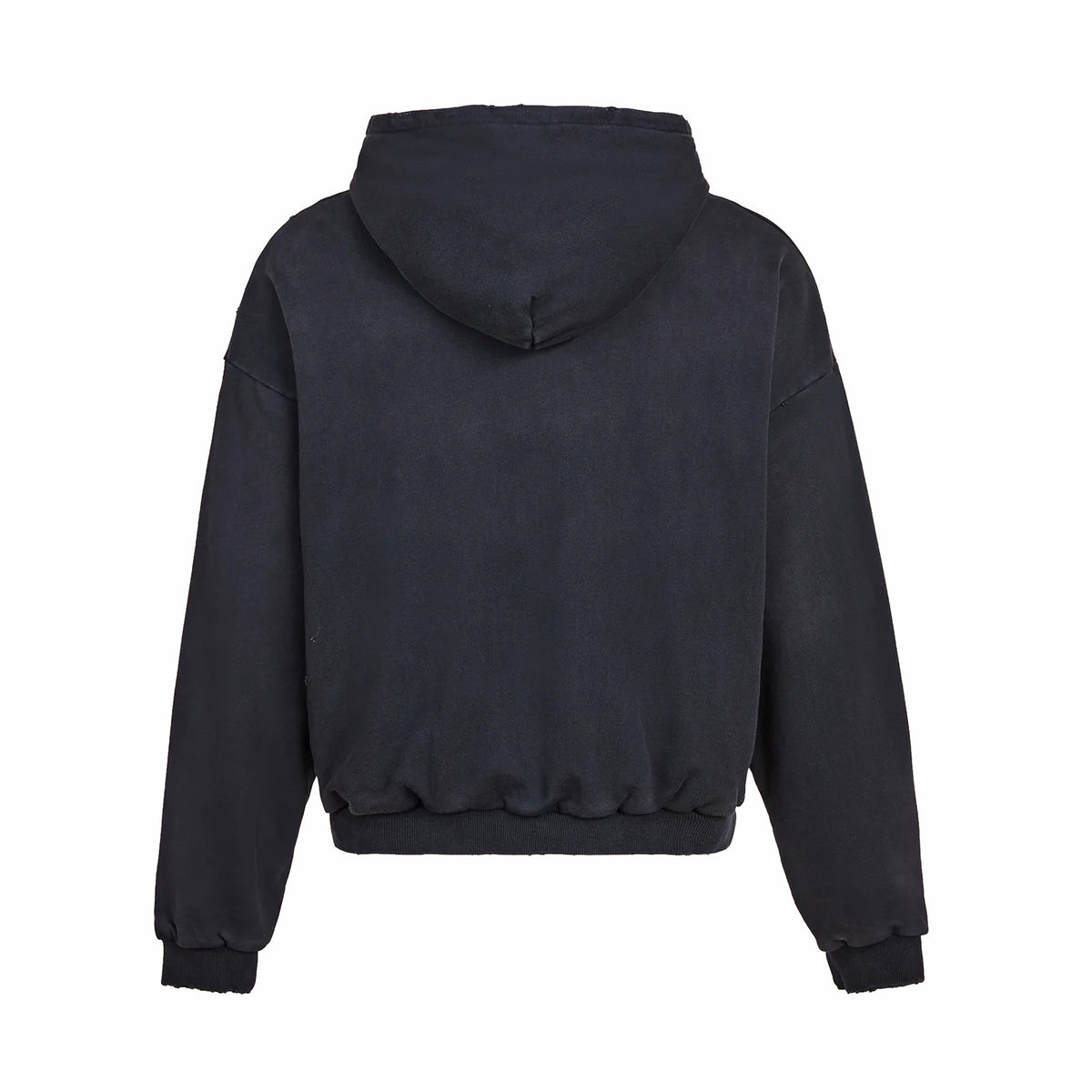 Found Distressed Thermal-Lined Zip Up Hoodie (Vintage Black) - August Shop