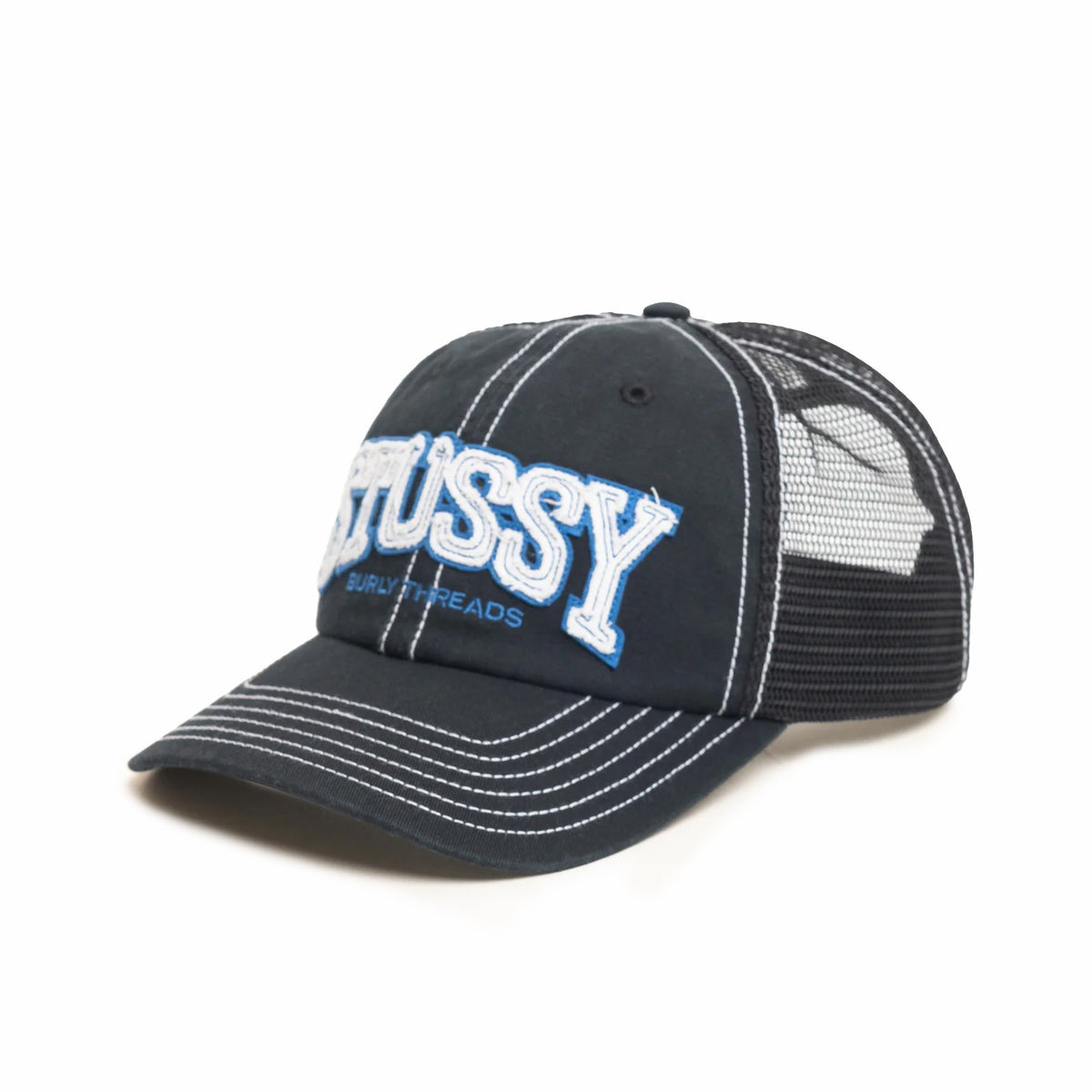 Stüssy Burly Threads Trucker (Black) - August Shop