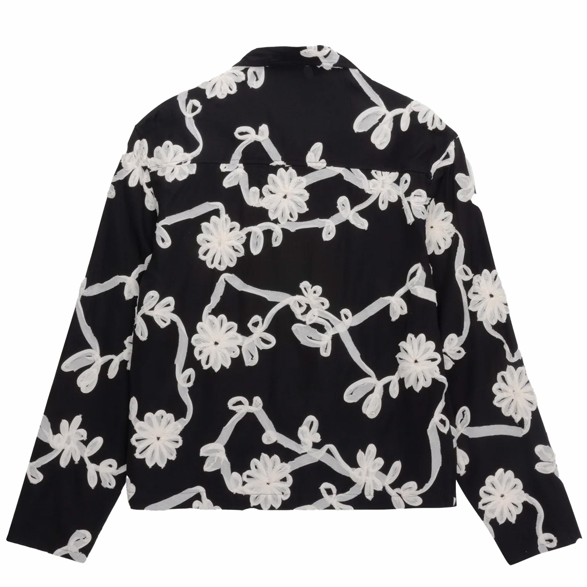 Honor The Gift Floral Ribbon Button Up (Black/White) - August Shop