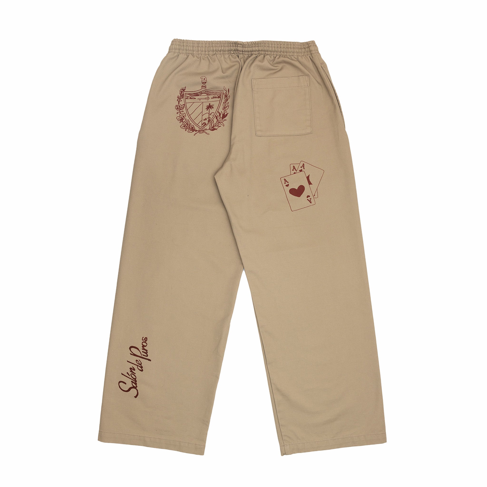 August "Cigar Lounge - Cuban Heritage" Wide Leg Casual Pants (Khaki) - August Shop
