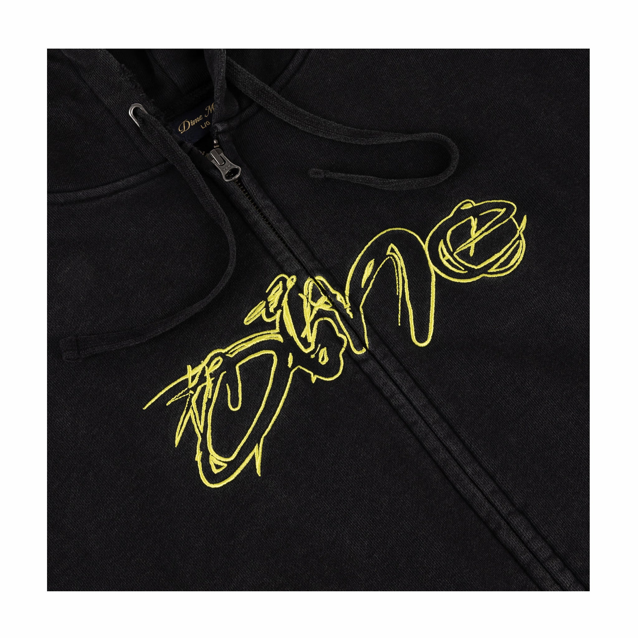 Dime Distressed Terry Zip Hoodie (Acid Black)