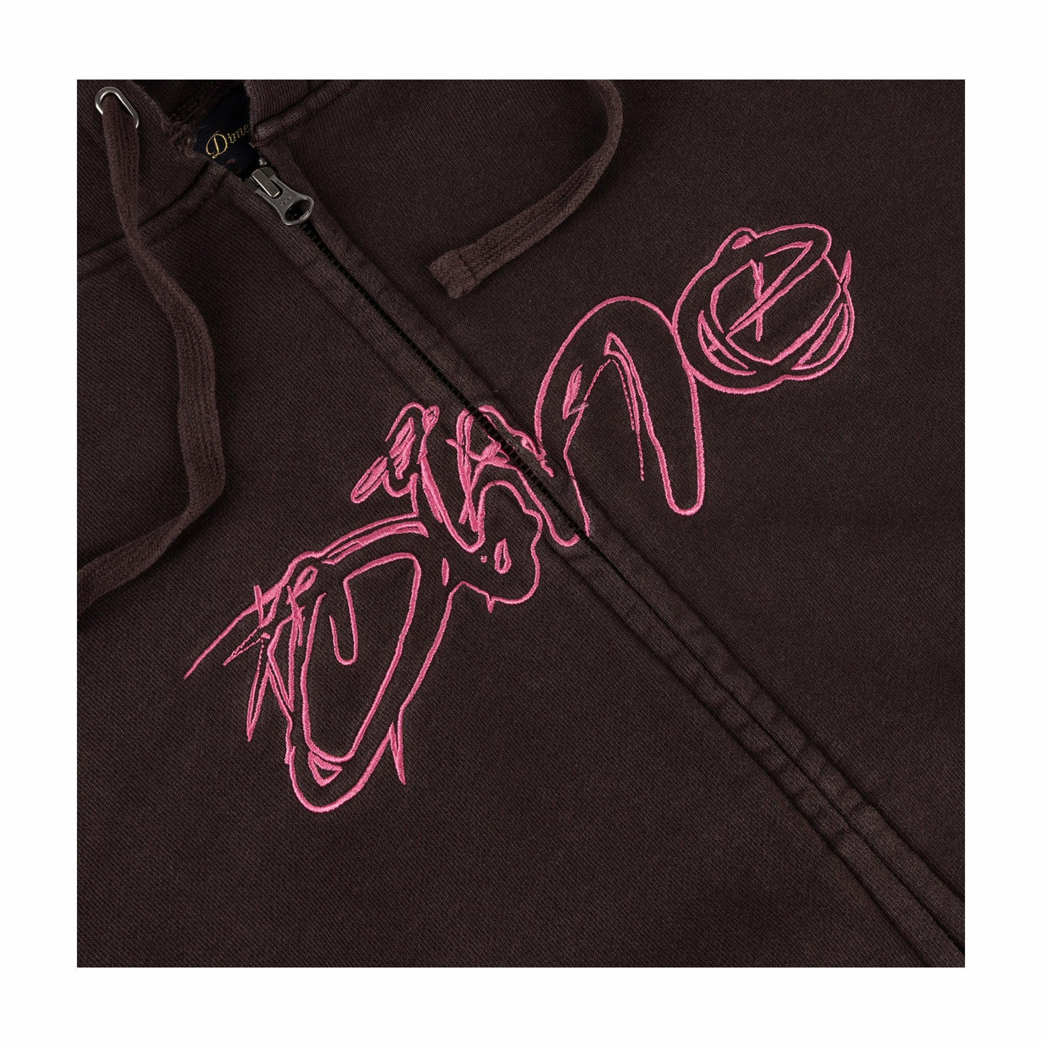 Dime Distressed Terry Zip Hoodie (Acid Brown)