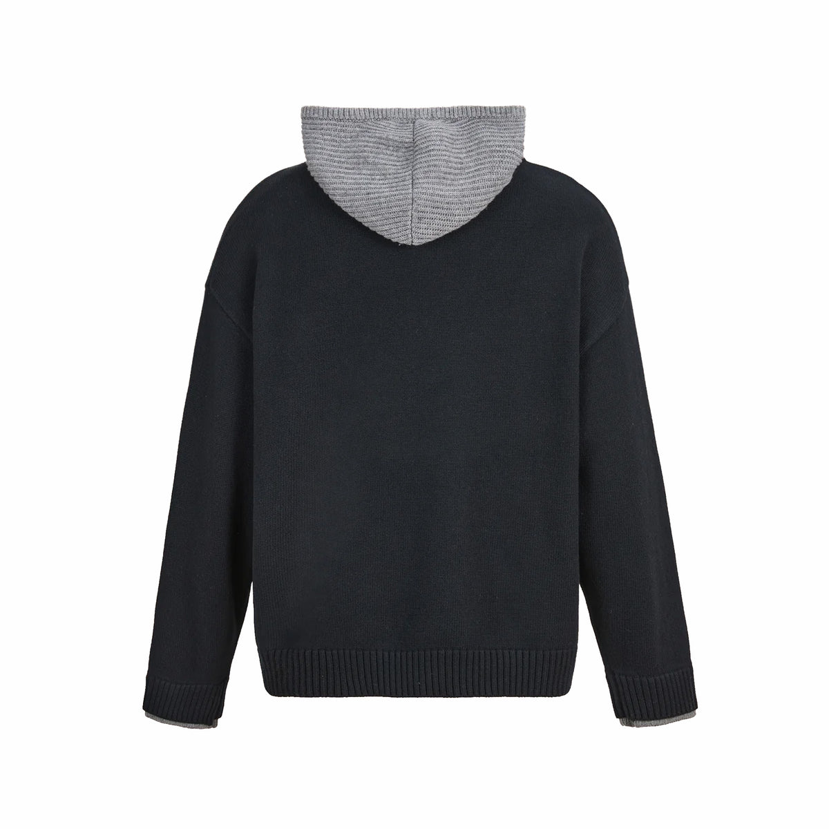 Found Layer V Neck Knit Sweater (Black/Grey) - August Shop