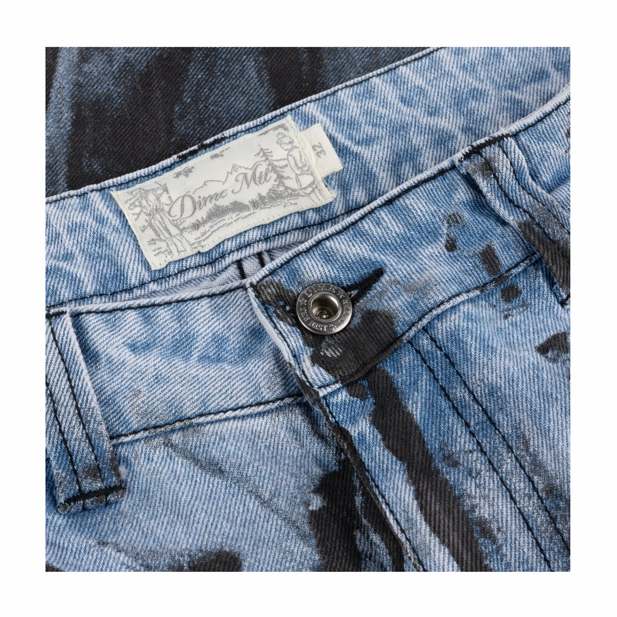 Dime Relaxed Denim Pants (Light Blue/Black Paint)