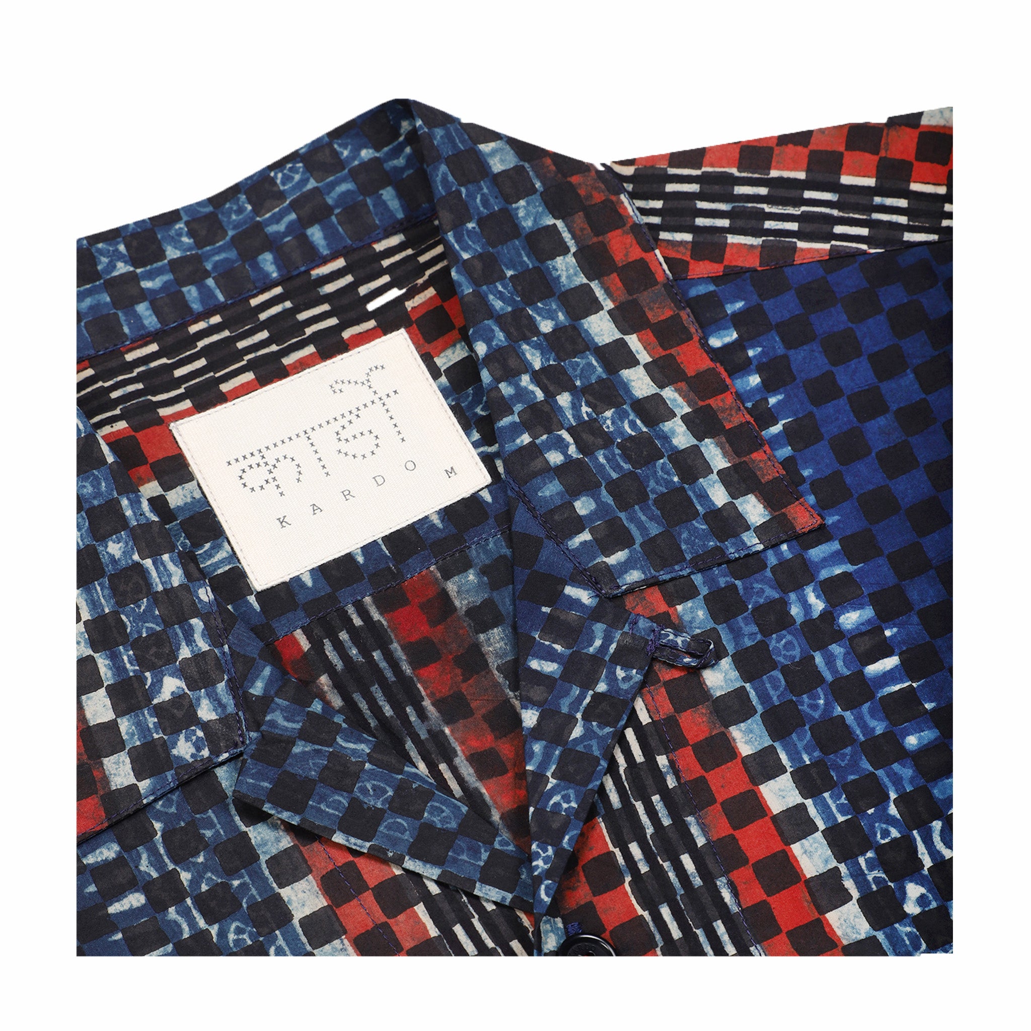 Kardo Ajrakh Rohit S/S Shirt (Blue/Red) - August Shop