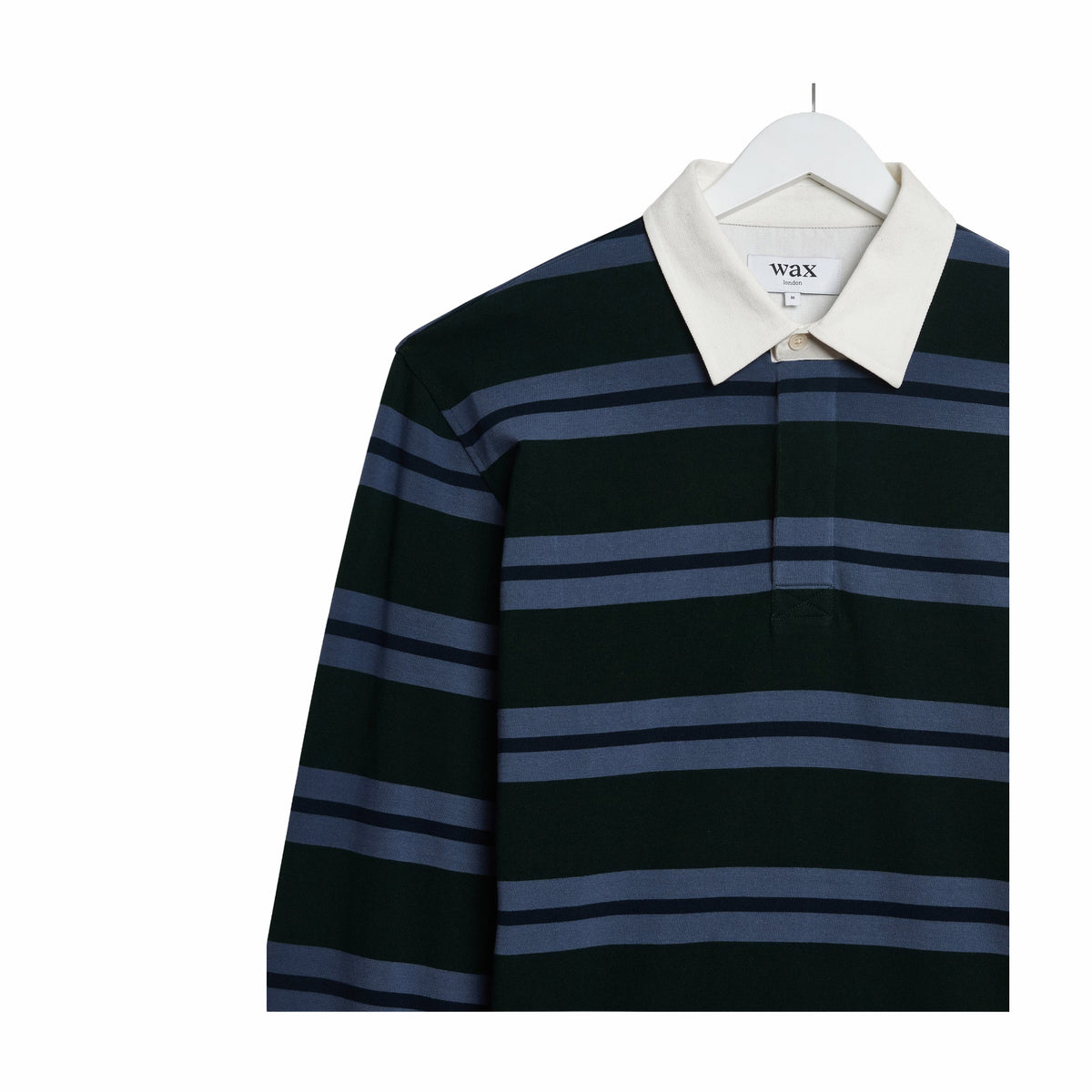 Wax London Rowhill Rugby - Mirror Stripe (Bottle Green/Blue)