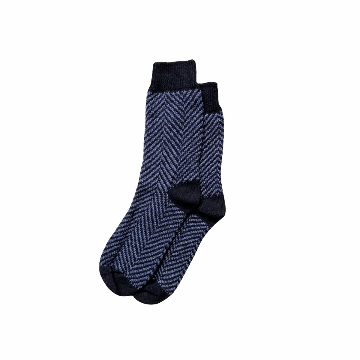 Wythe Recycled Wool Herringbone Socks (Navy)