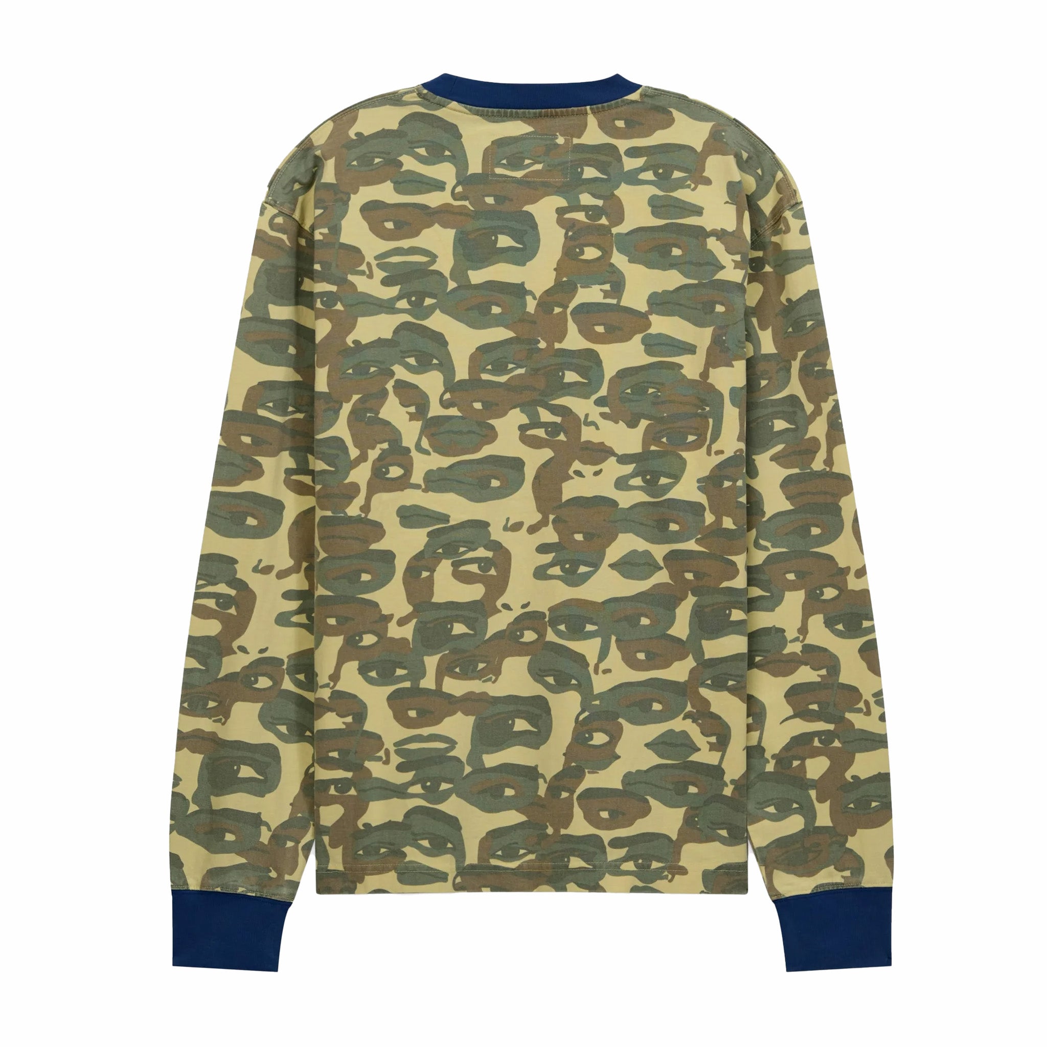 Kidsuper Face Camo Longsleeve Shirt (Heavy Wash/Blue Rib) - August Shop