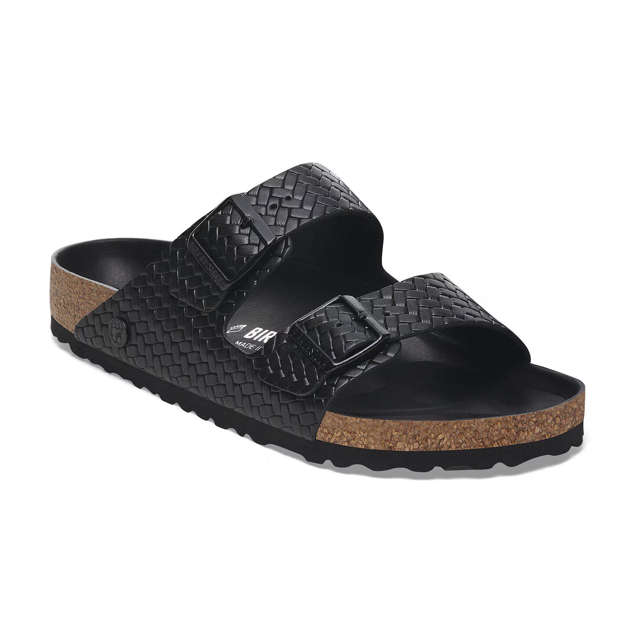Birkenstock Women's Arizona Leather - Narrow (Woven Embossed Black) - August Shop