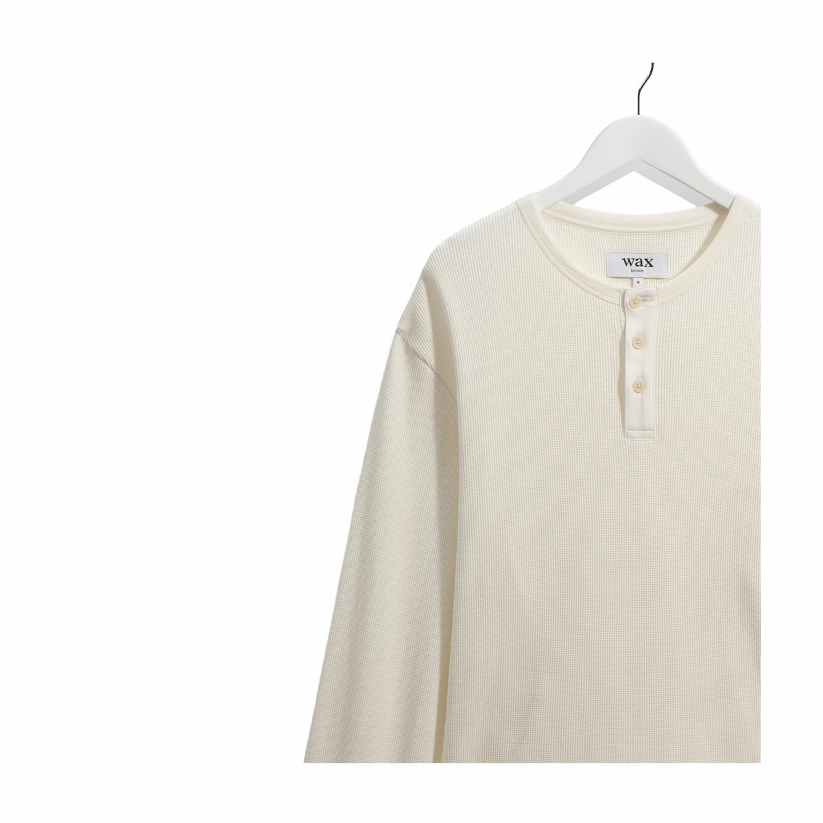 Wax London Caleb Henley L/S Tee - Waffle (Ecru)