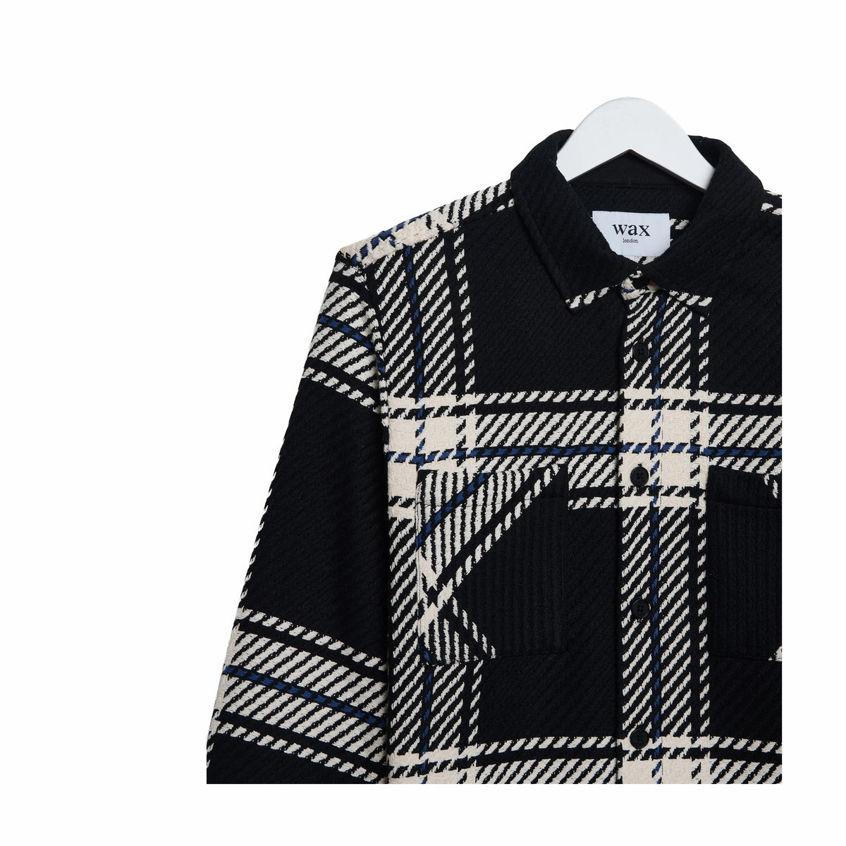 Wax London Whiting Overshirt - Oversize Grid Check (Black/Ecru)