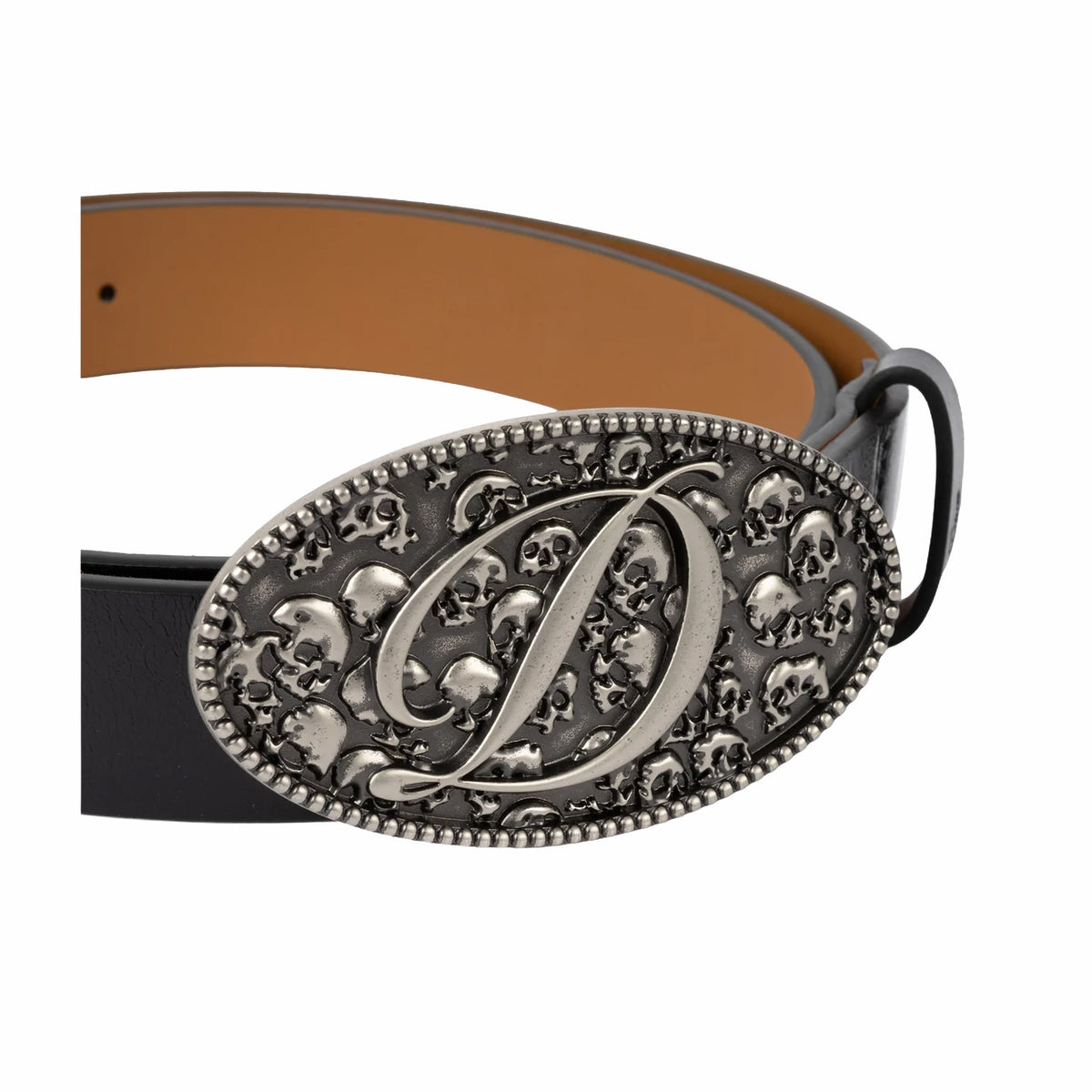 Dime Skull Leather Belt (Black)