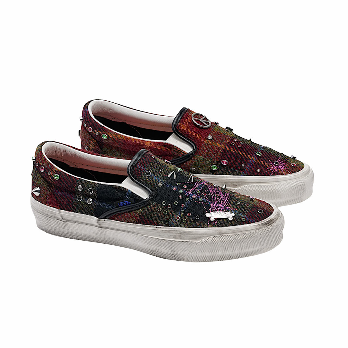 Vans Men's Premium Classic Slip On 98 Harris Tweed (Red/Multi)