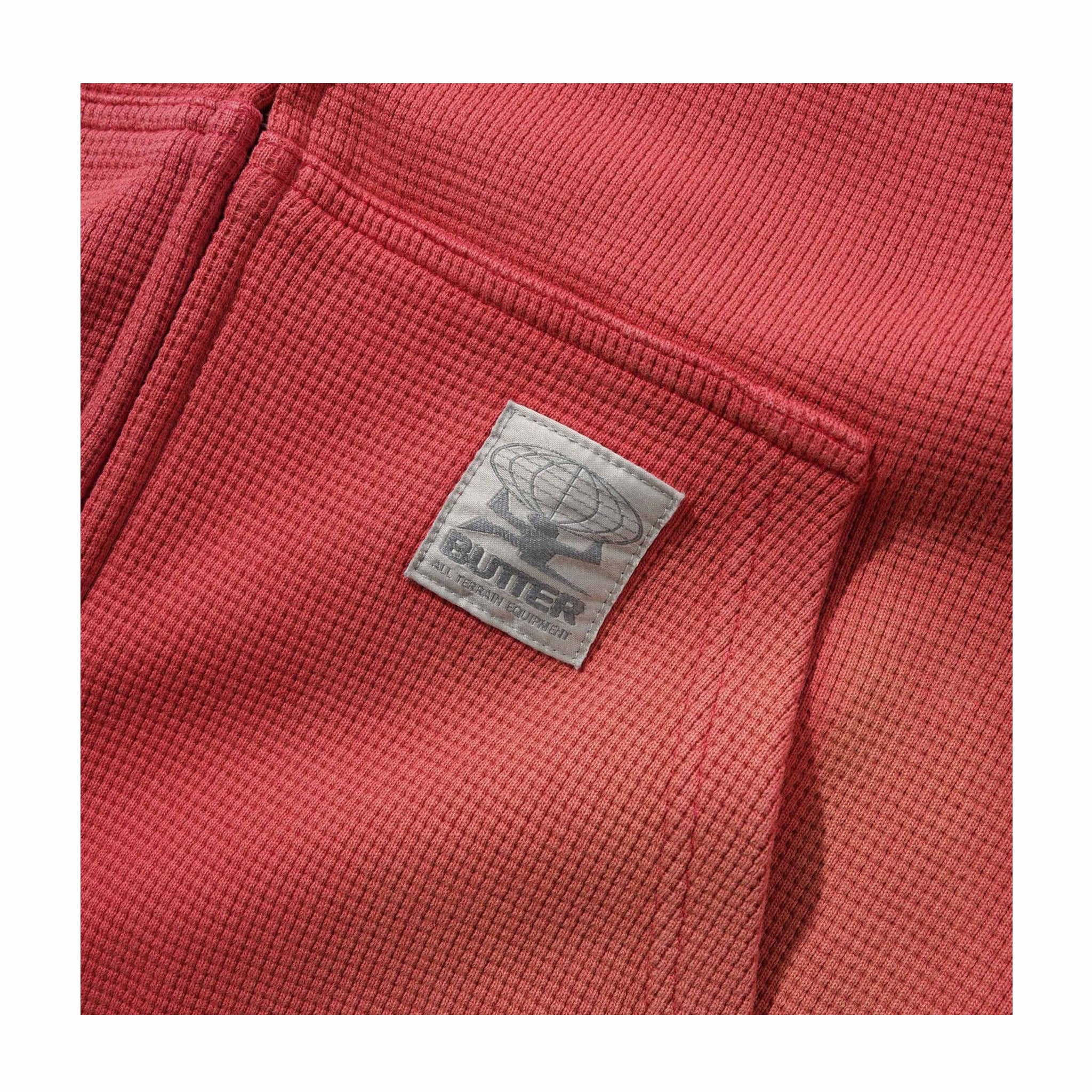 Butter Goods Faded Waffle Zip-Thru Hood (Washed Red)