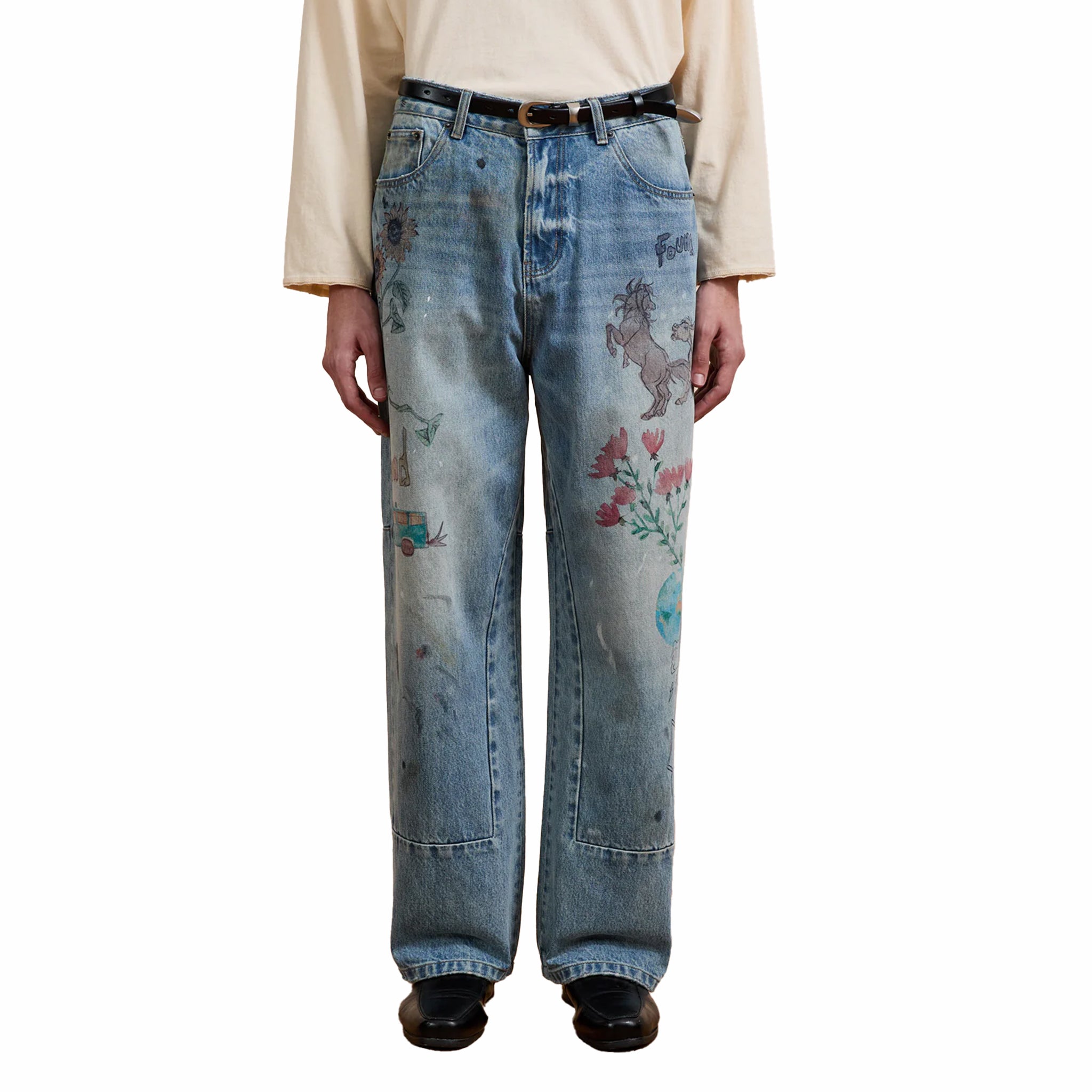 Found Hand Art Jeans (Light Vintage Blue) - August Shop