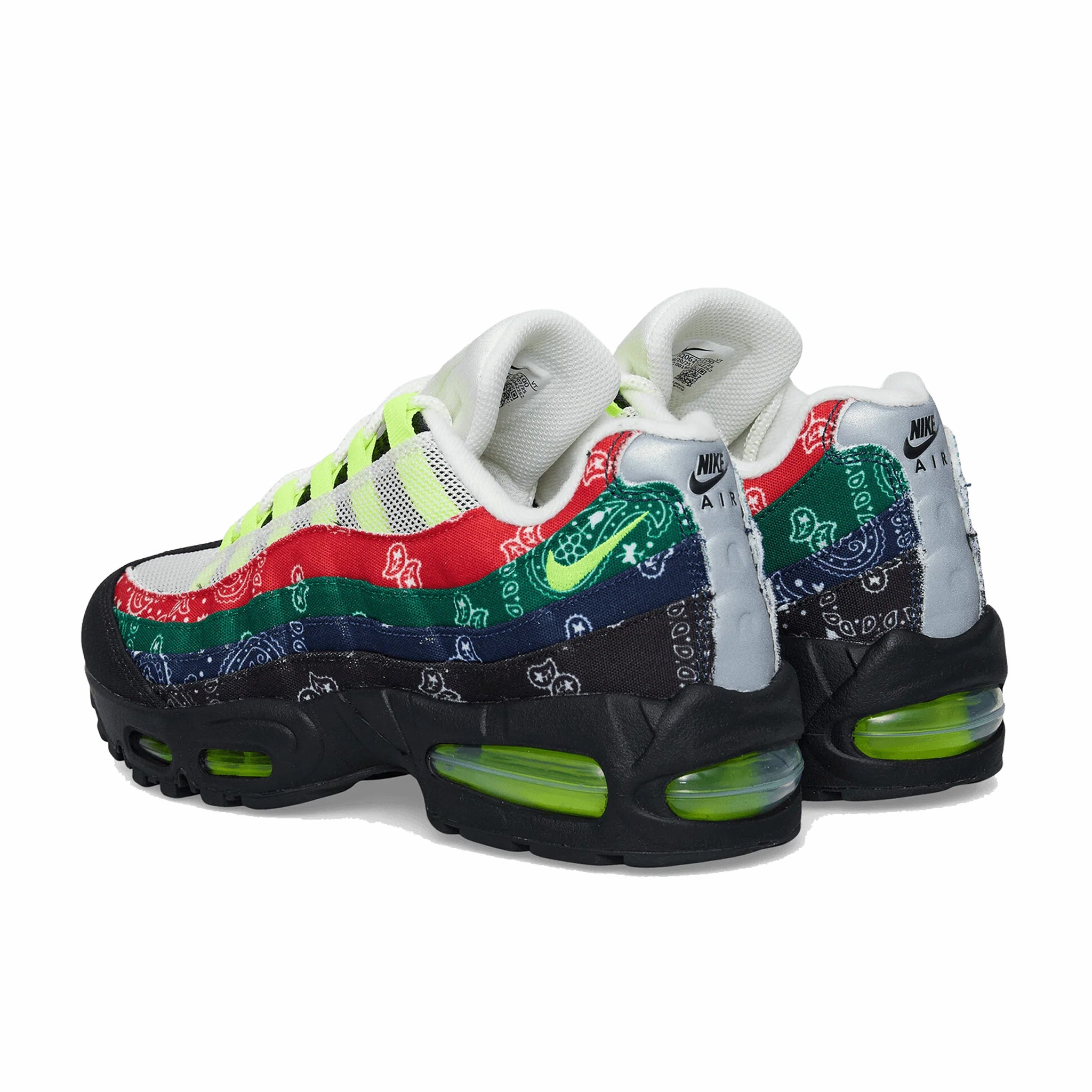 Nike Unisex Air Max 95 Big Bubble "Bandana" (Sail/Volt-University Red-Sport Green) - August Shop
